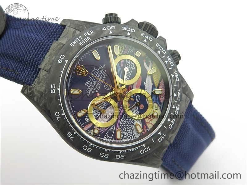 Daytona DIW Carbon V2 WWF Best Edition Dark Blue Dial On Dark Blue Nylon Strap A7750