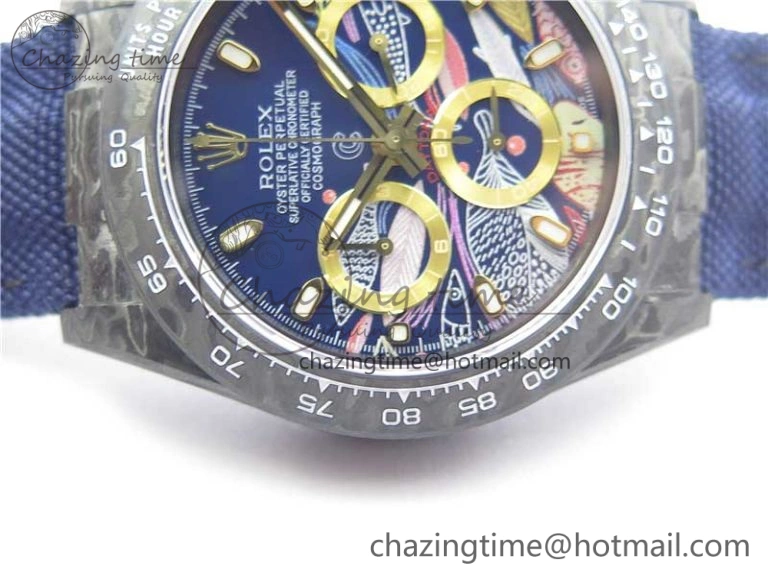 Daytona DIW Carbon V2 WWF Best Edition Dark Blue Dial On Dark Blue Nylon Strap A7750