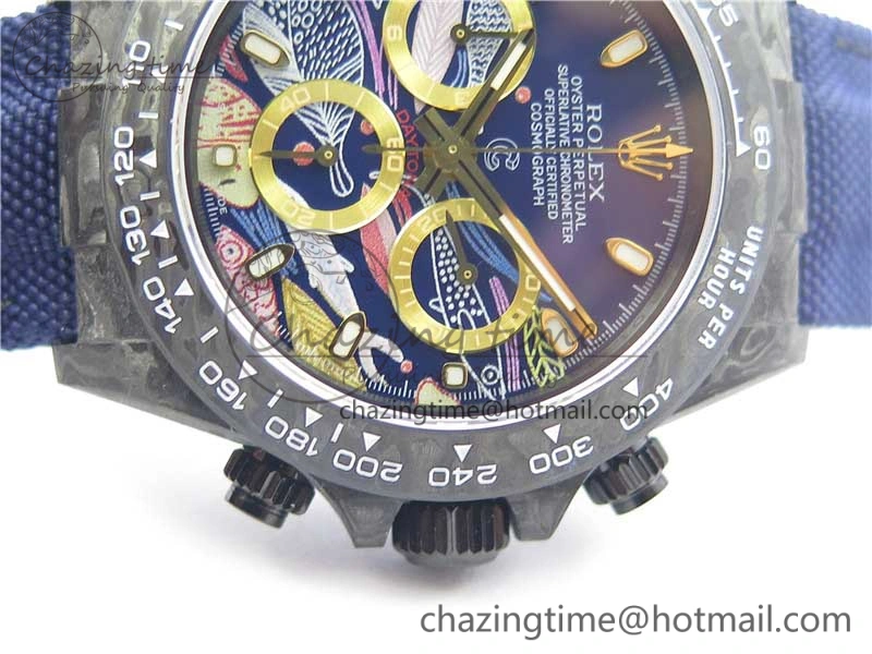 Daytona DIW Carbon V2 WWF Best Edition Dark Blue Dial On Dark Blue Nylon Strap A7750