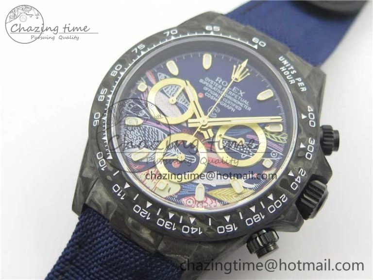 Daytona DIW Carbon V2 WWF Best Edition Dark Blue Dial On Dark Blue Nylon Strap A7750