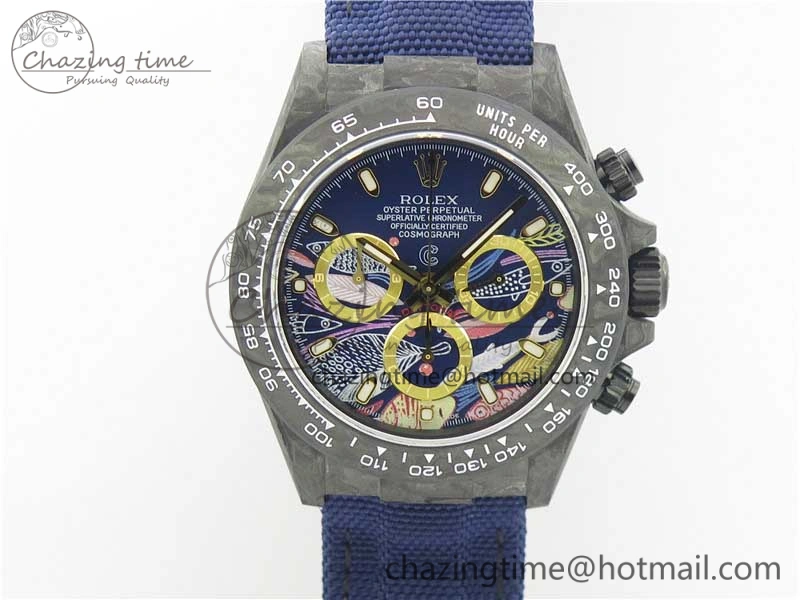Daytona DIW Carbon V2 WWF Best Edition Dark Blue Dial On Dark Blue Nylon Strap A7750