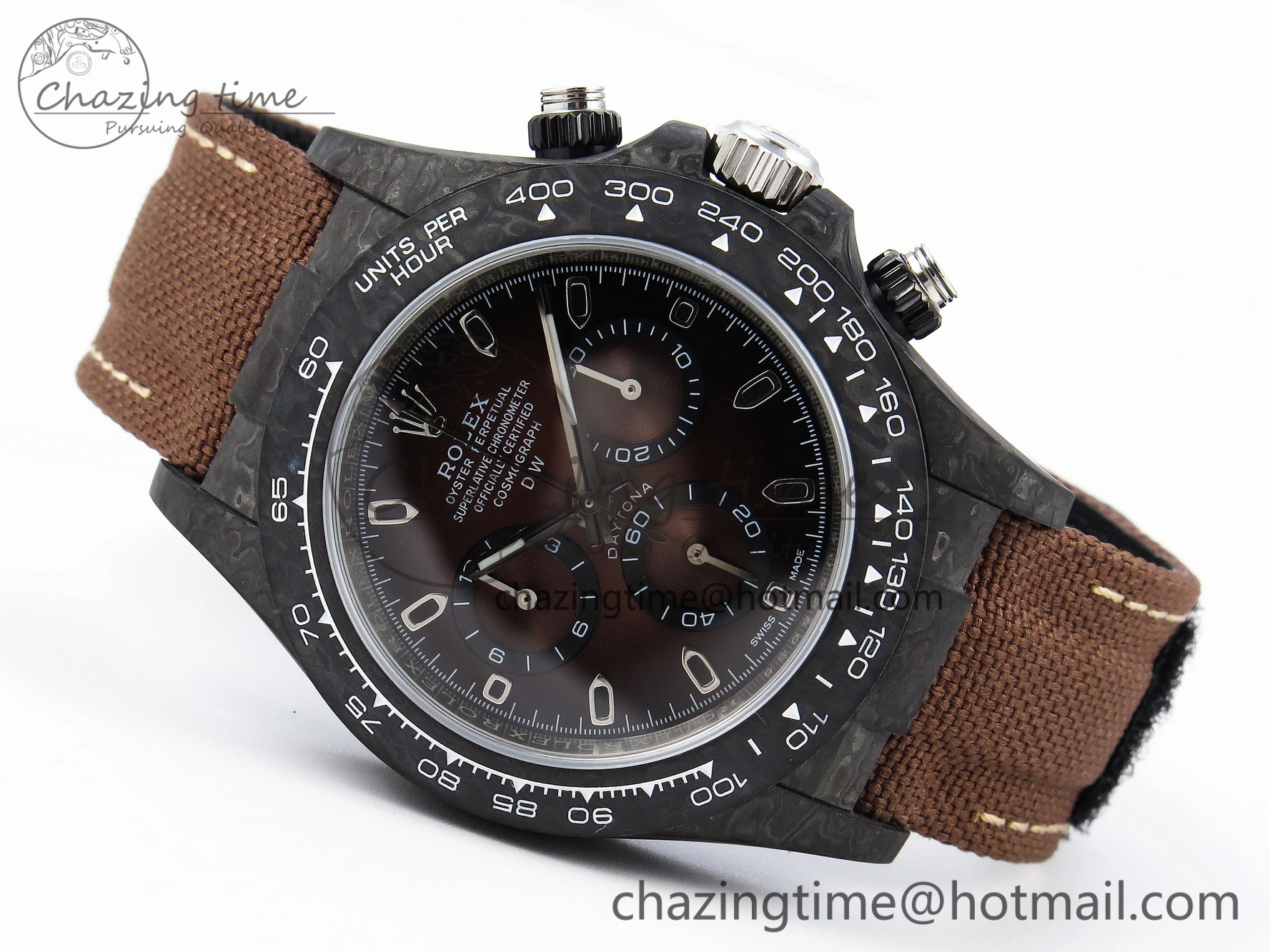 Daytona DIW Carbon SS Case and Bezel DIWF Edition Brown Dial on Brown Nylon Strap A7750
