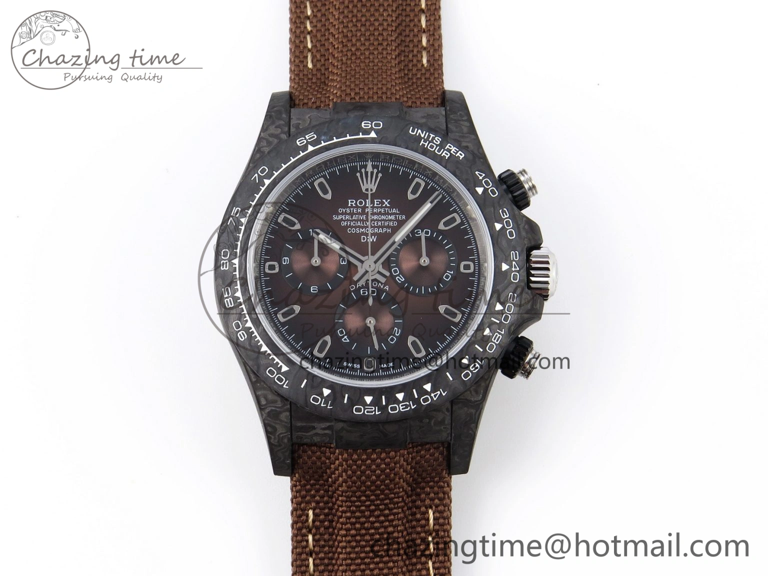 Daytona DIW Carbon SS Case and Bezel DIWF Edition Brown Dial on Brown Nylon Strap A7750