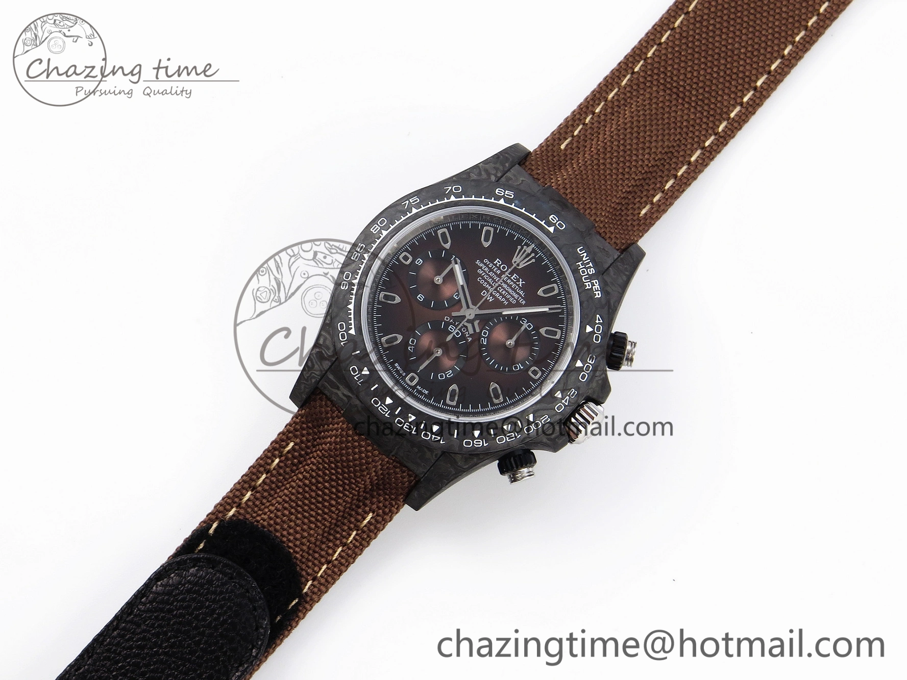 Daytona DIW Carbon SS Case and Bezel DIWF Edition Brown Dial on Brown Nylon Strap A7750