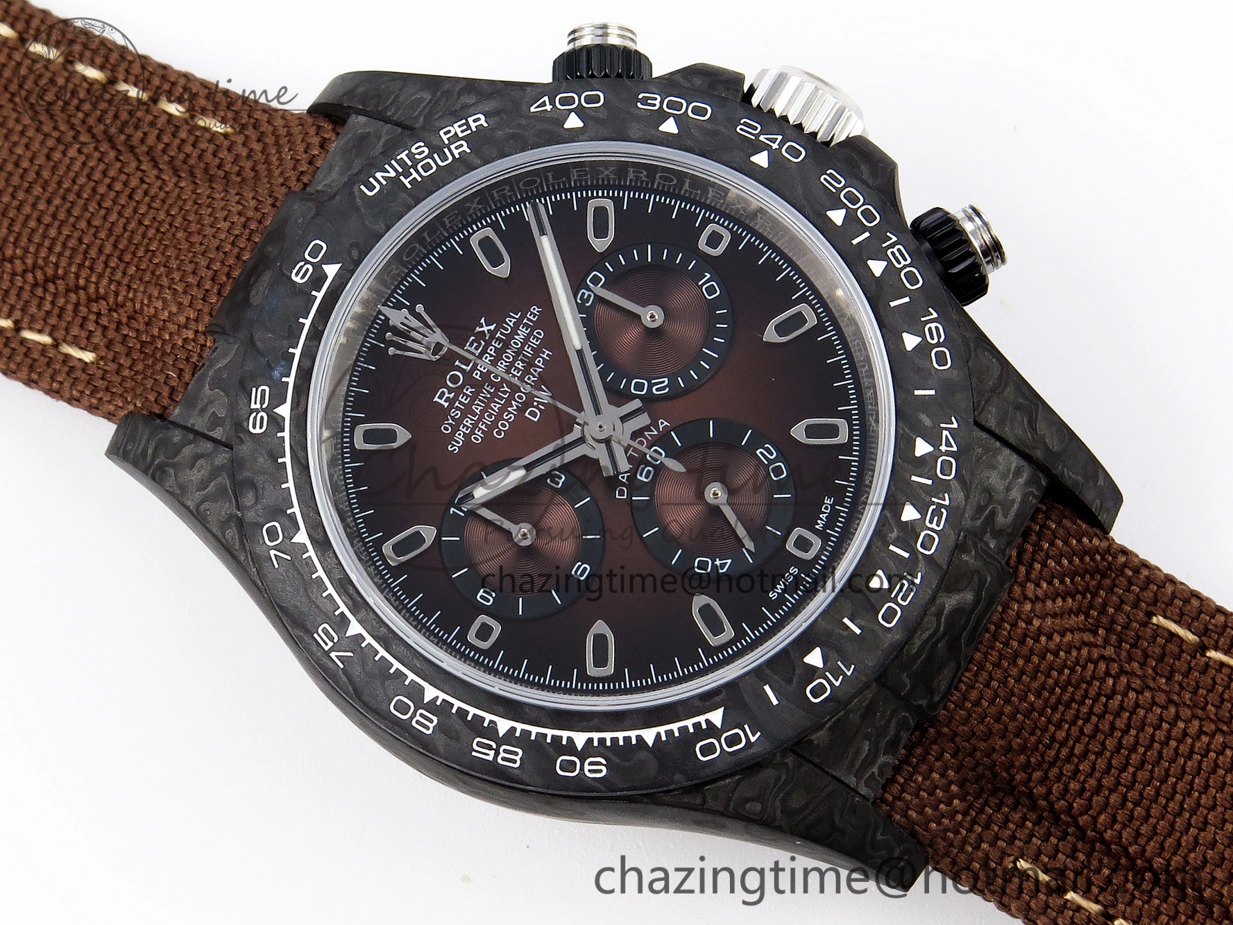 Daytona DIW Carbon SS Case and Bezel DIWF Edition Brown Dial on Brown Nylon Strap A7750
