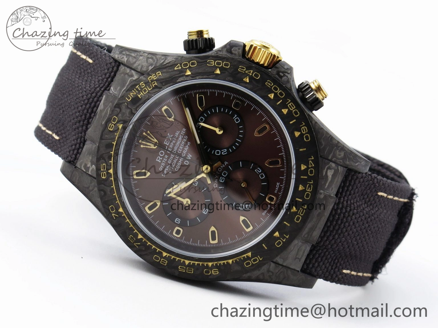 Daytona DIW Carbon YG Case and Bezel DIWF Edition Brown Dial on Black Nylon Strap A7750