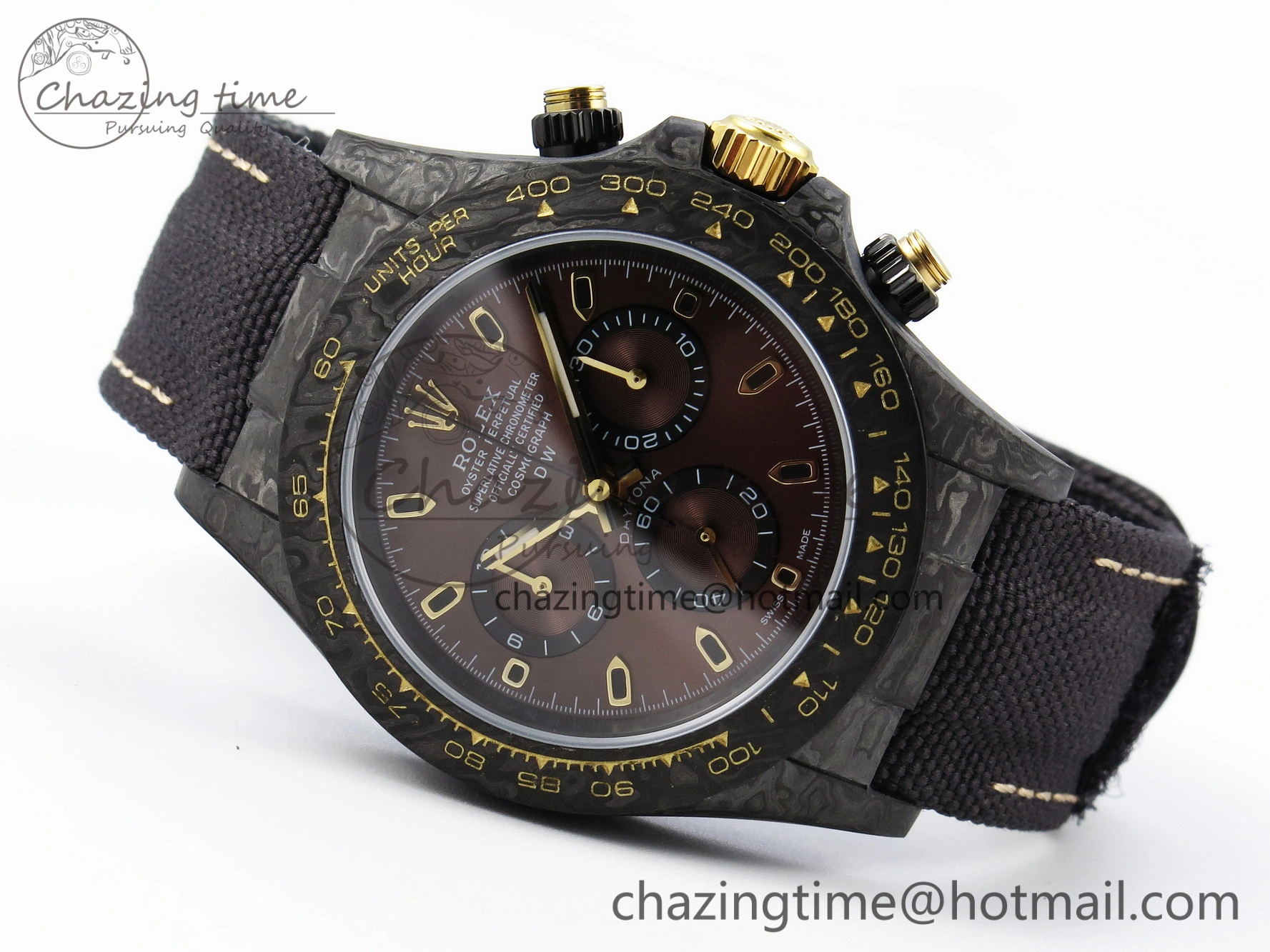 Daytona DIW Carbon YG Case and Bezel DIWF Edition Brown Dial on Black Nylon Strap A7750