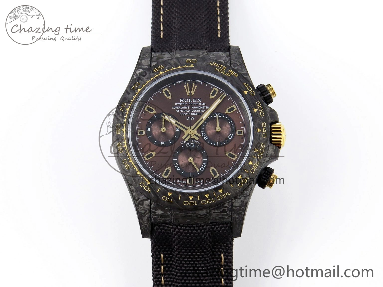 Daytona DIW Carbon YG Case and Bezel DIWF Edition Brown Dial on Black Nylon Strap A7750