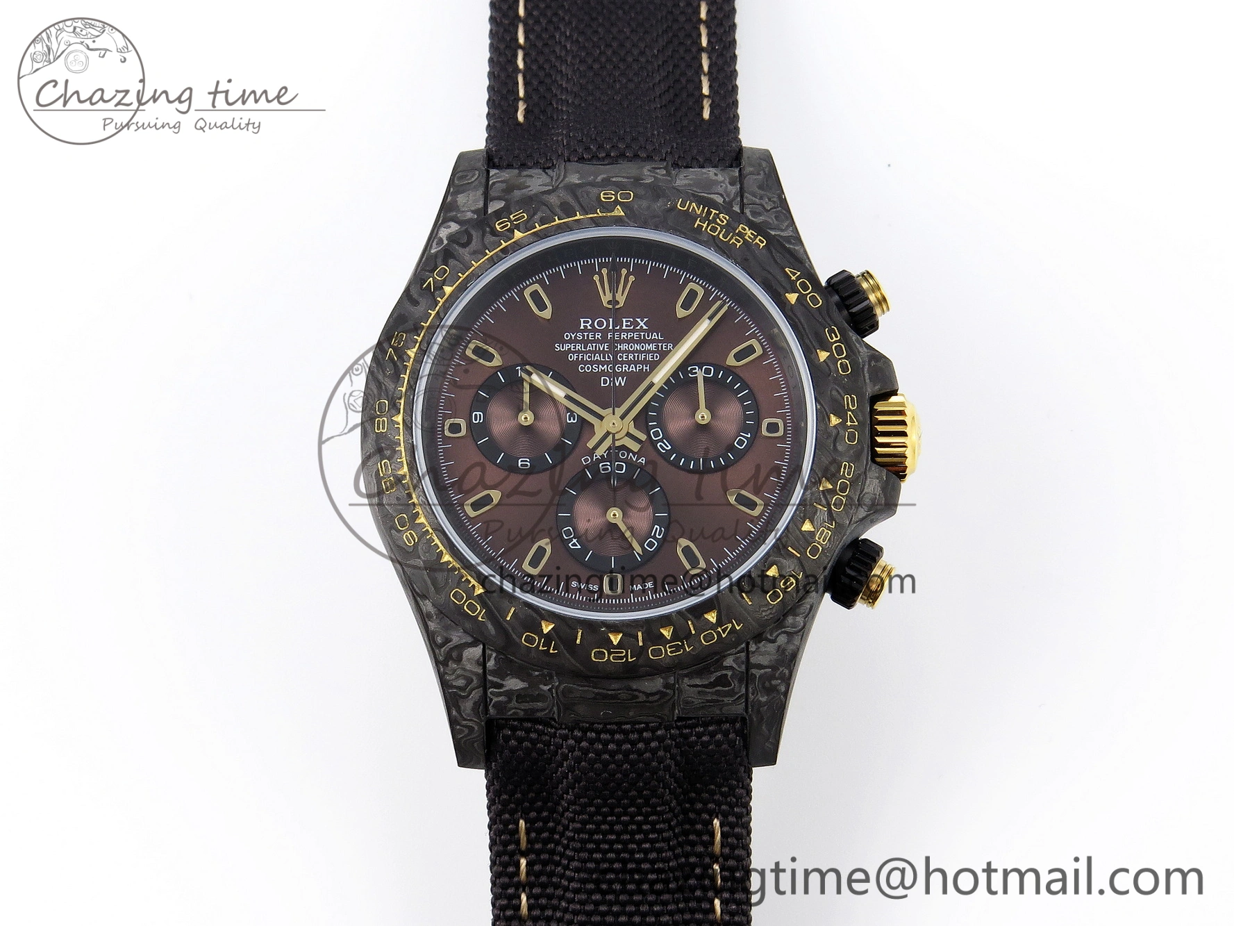 Daytona DIW Carbon YG Case and Bezel DIWF Edition Brown Dial on Black Nylon Strap A7750
