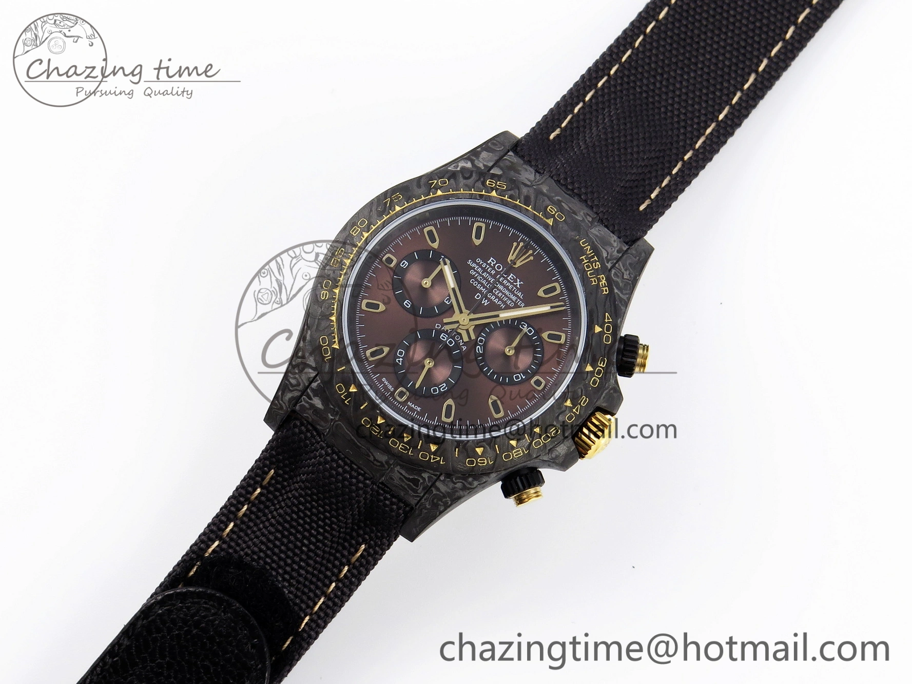 Daytona DIW Carbon YG Case and Bezel DIWF Edition Brown Dial on Black Nylon Strap A7750