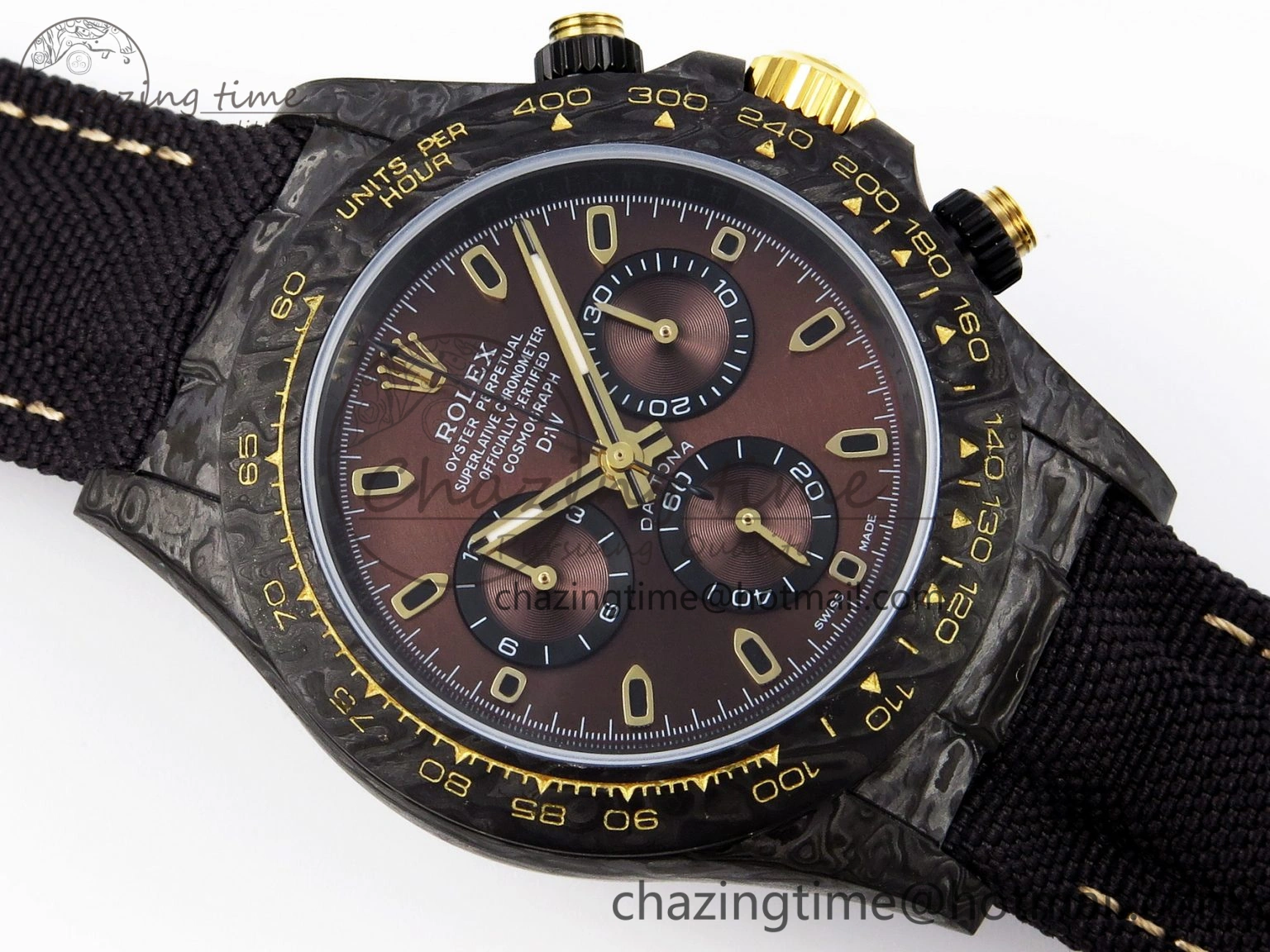 Daytona DIW Carbon YG Case and Bezel DIWF Edition Brown Dial on Black Nylon Strap A7750