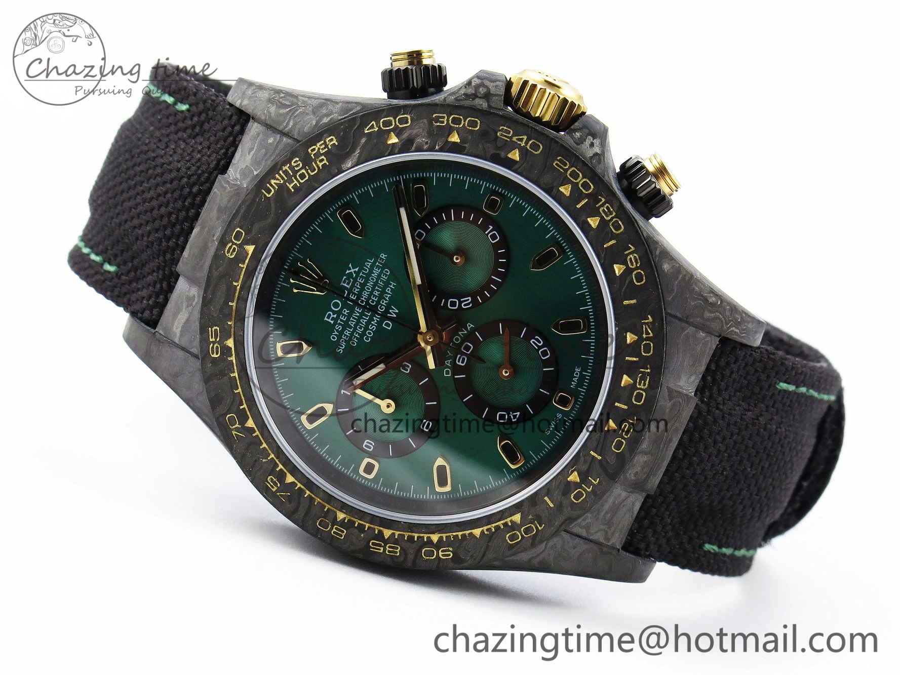 Daytona DIW Carbon YG Case and Bezel DIWF Edition Green Dial on Black Nylon Strap A7750