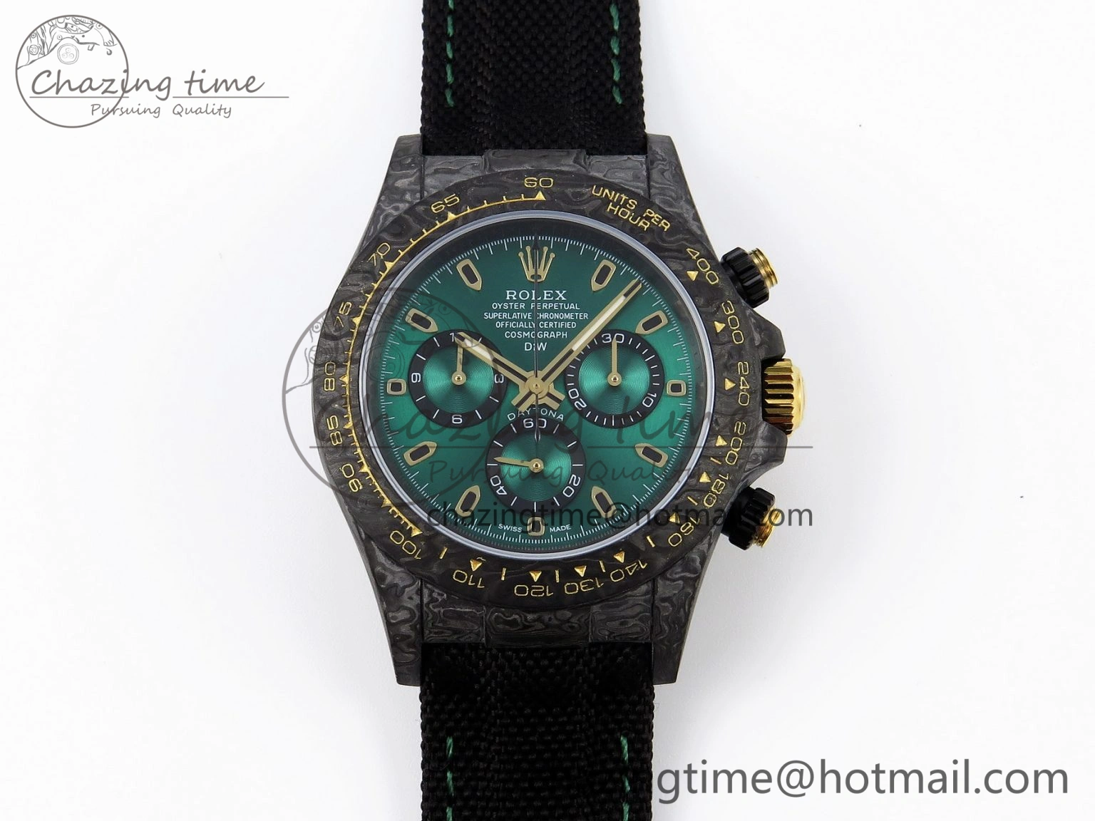 Daytona DIW Carbon YG Case and Bezel DIWF Edition Green Dial on Black Nylon Strap A7750