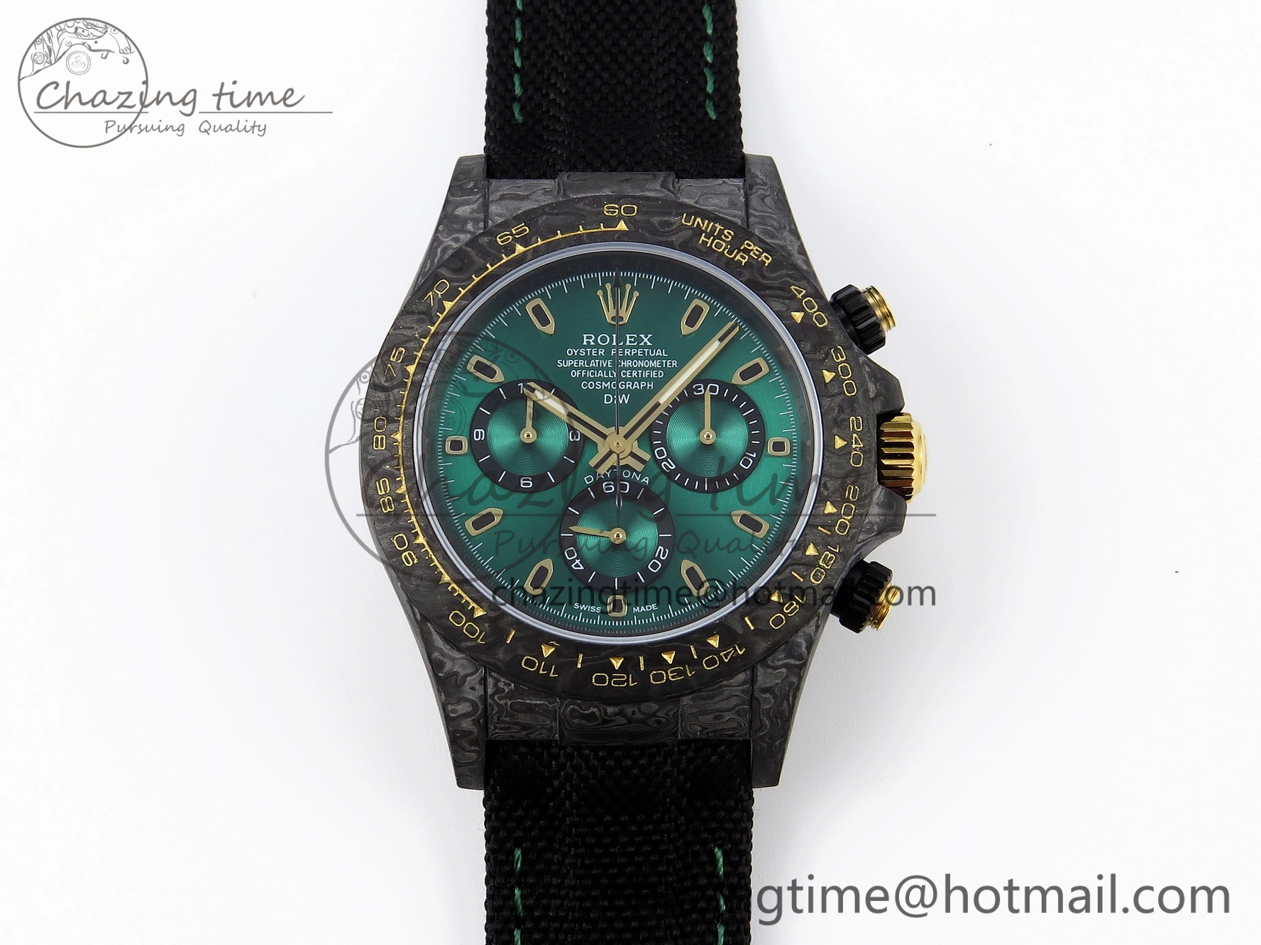 Daytona DIW Carbon YG Case and Bezel DIWF Edition Green Dial on Black Nylon Strap A7750