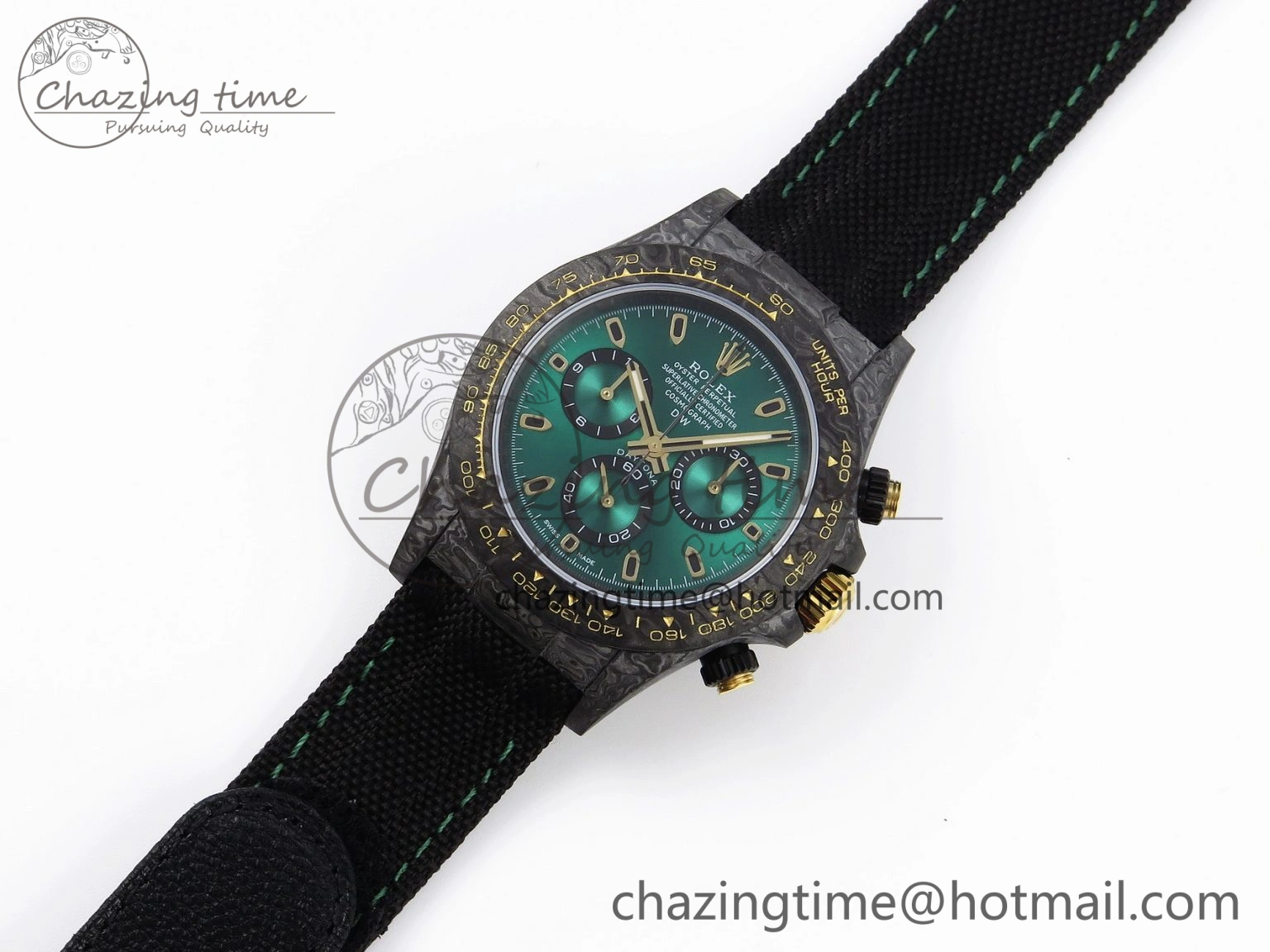 Daytona DIW Carbon YG Case and Bezel DIWF Edition Green Dial on Black Nylon Strap A7750