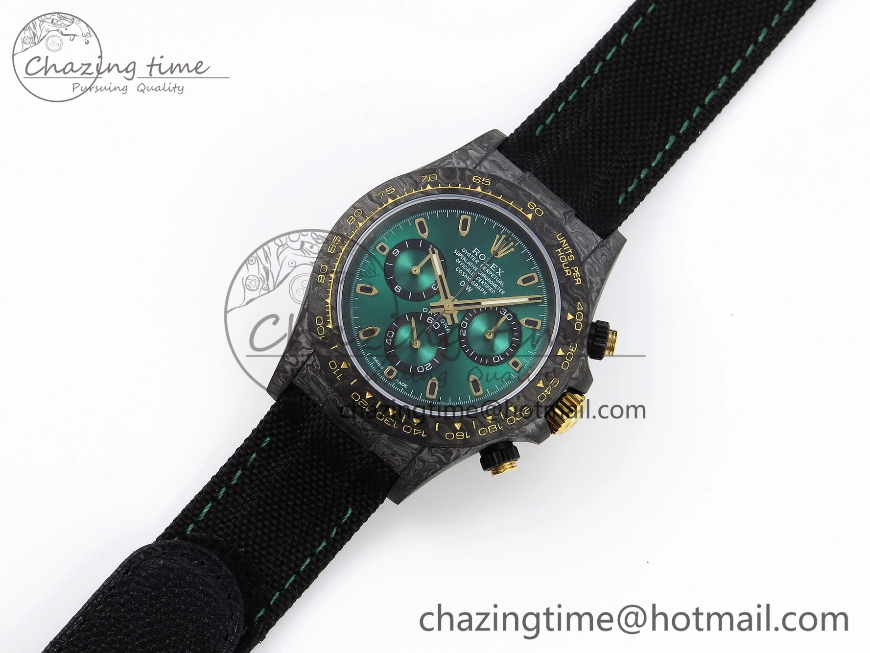 Daytona DIW Carbon YG Case and Bezel DIWF Edition Green Dial on Black Nylon Strap A7750