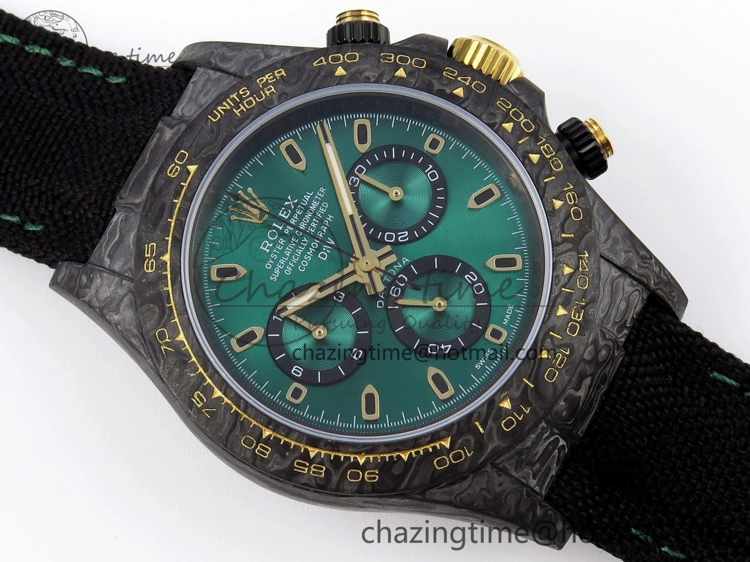 Daytona DIW Carbon YG Case and Bezel DIWF Edition Green Dial on Black Nylon Strap A7750