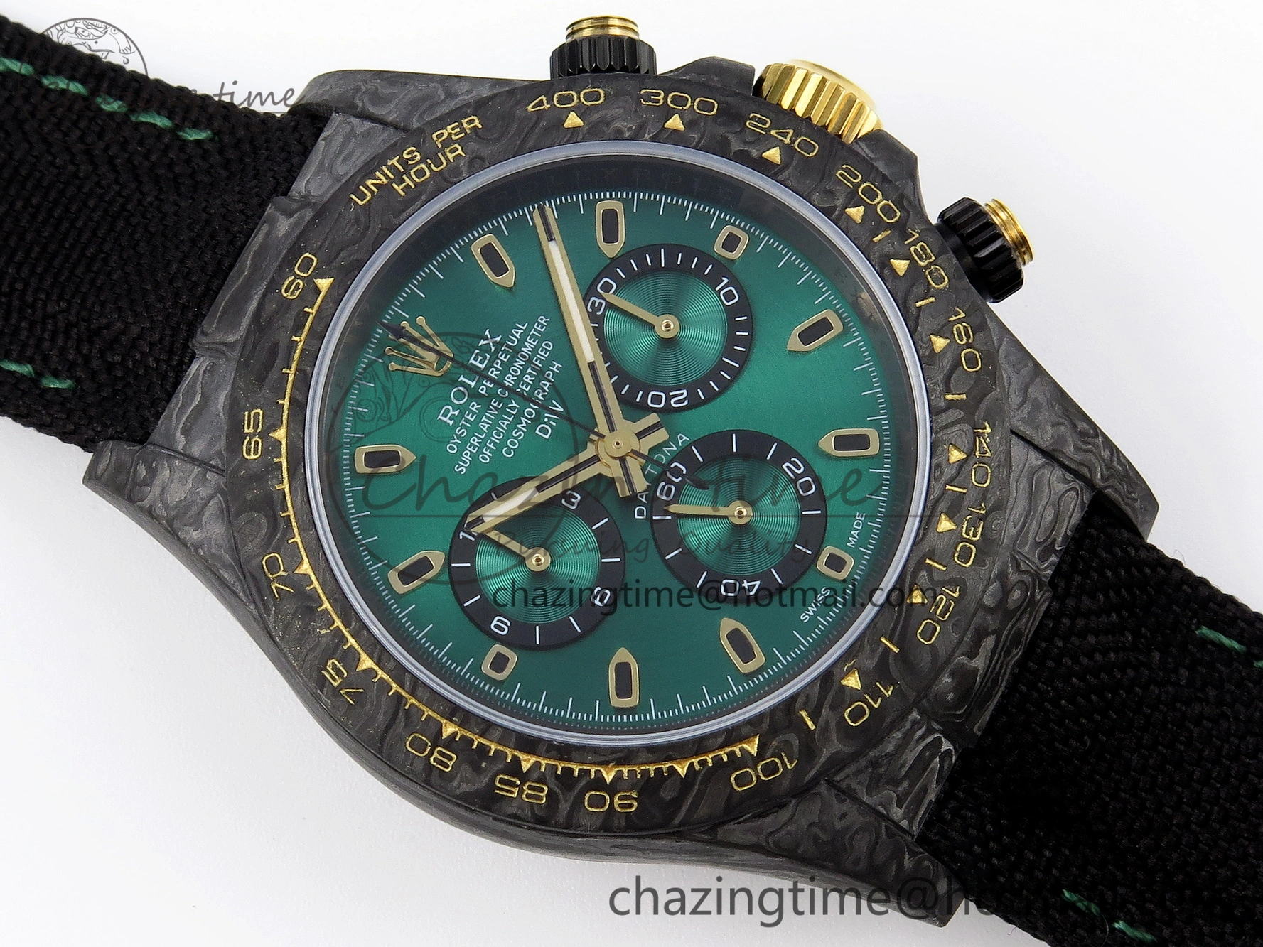 Daytona DIW Carbon YG Case and Bezel DIWF Edition Green Dial on Black Nylon Strap A7750