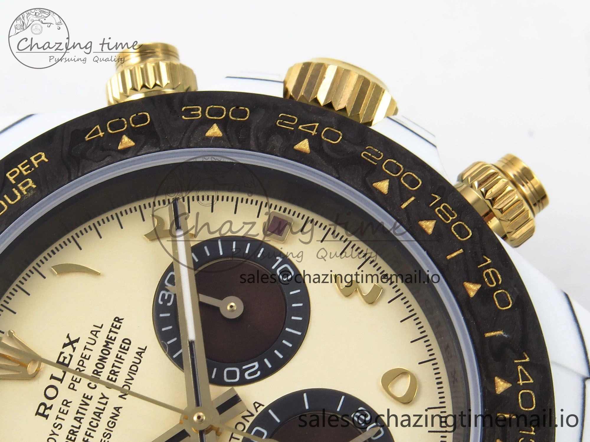 Daytona DIW “DESERT EAGLE”  White Carbon DIWF 1:1 Best Edition Cream Brown Dial on Brown Nylon Strap SH4130