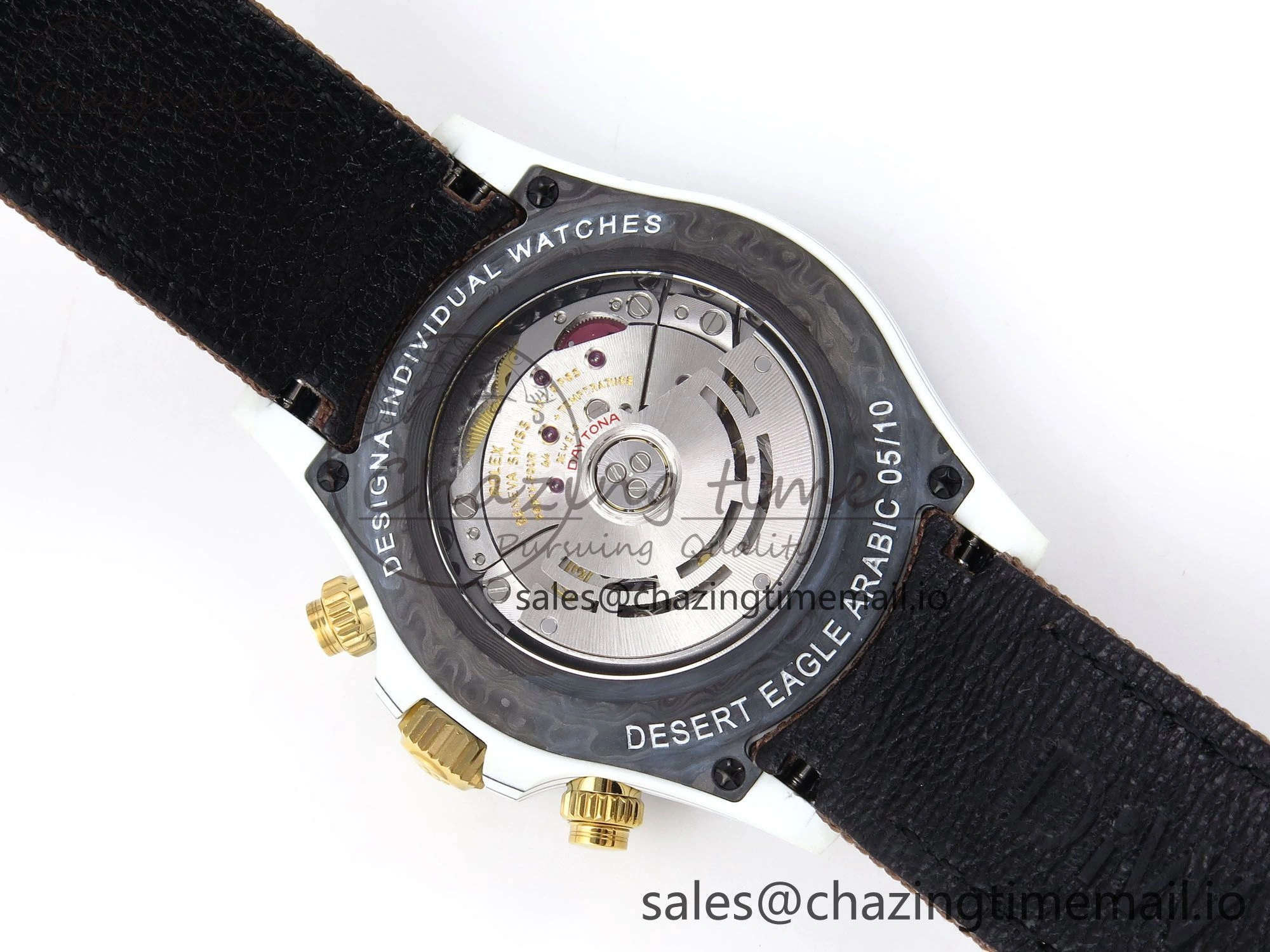Daytona DIW “DESERT EAGLE”  White Carbon DIWF 1:1 Best Edition Cream Brown Dial on Brown Nylon Strap SH4130