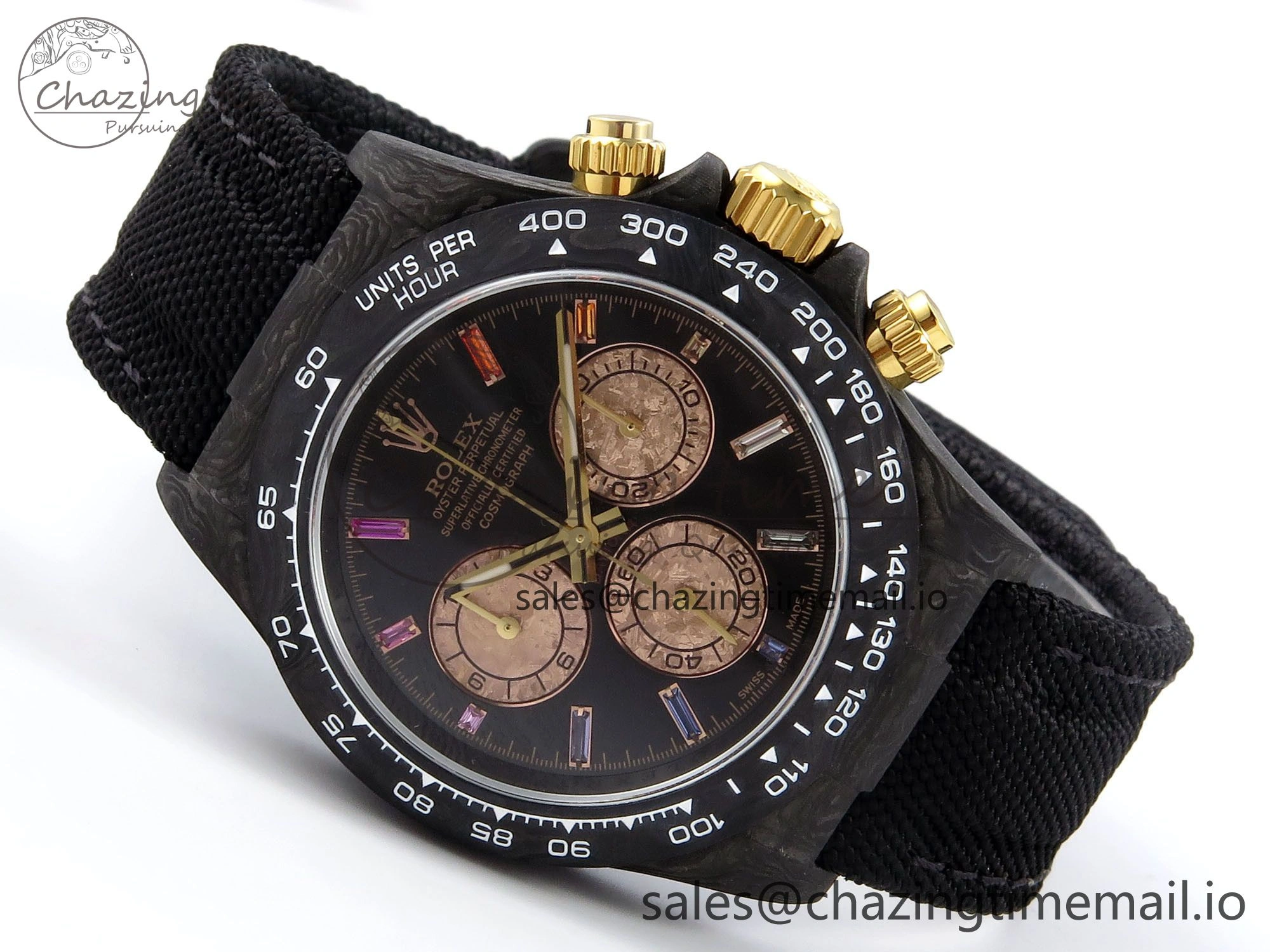 Daytona DIW Gray Carbon N6F Best Edition Black RG Rainbow Dial on Black Nylon Strap SA4130