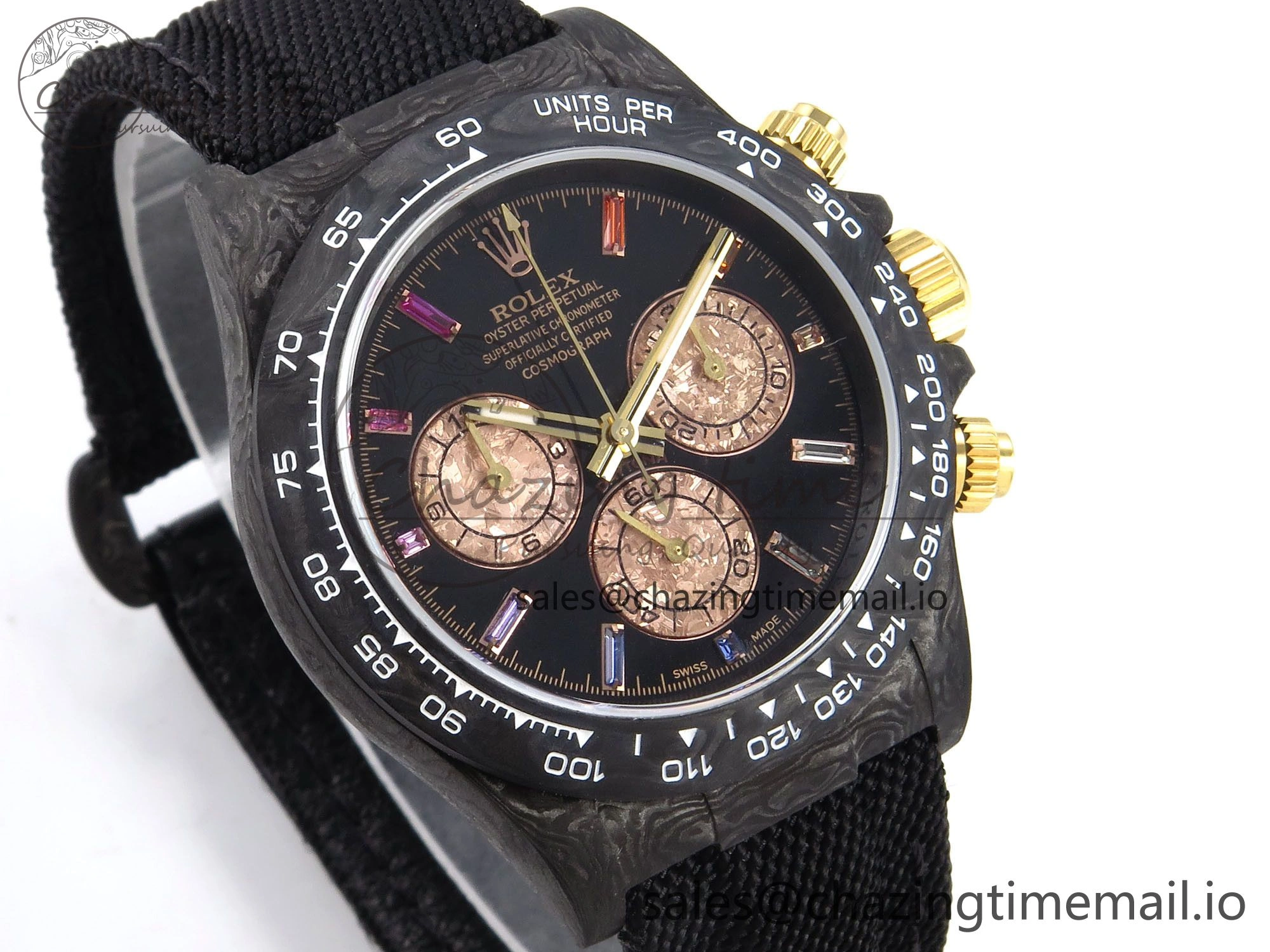 Daytona DIW Gray Carbon N6F Best Edition Black RG Rainbow Dial on Black Nylon Strap SA4130