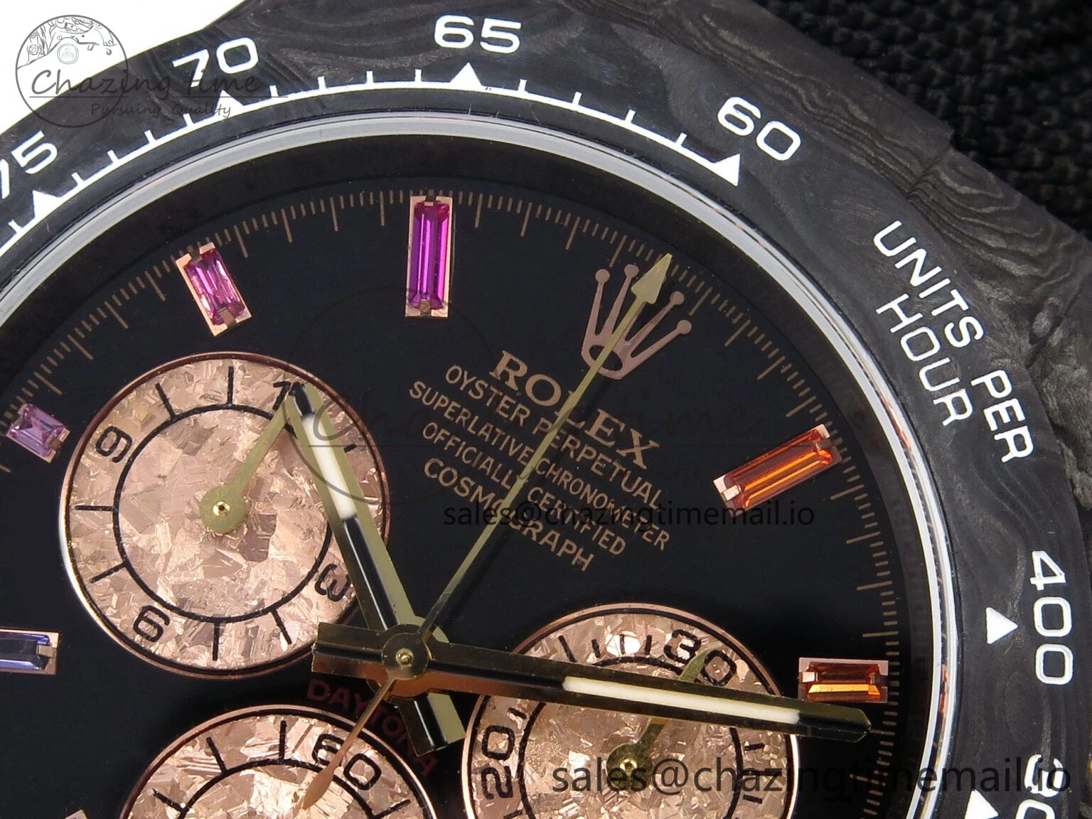 Daytona DIW Gray Carbon N6F Best Edition Black RG Rainbow Dial on Black Nylon Strap SA4130