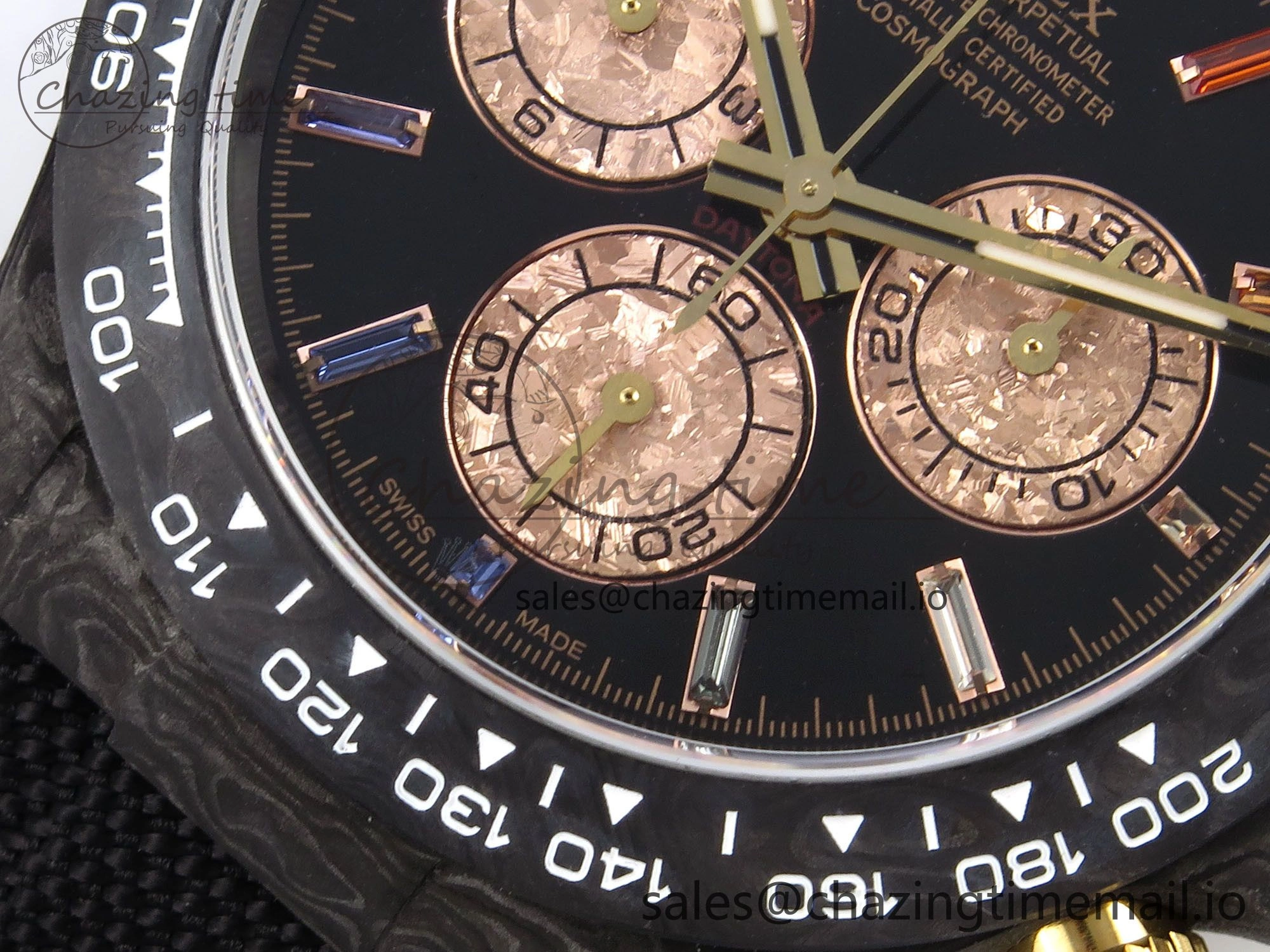 Daytona DIW Gray Carbon N6F Best Edition Black RG Rainbow Dial on Black Nylon Strap SA4130