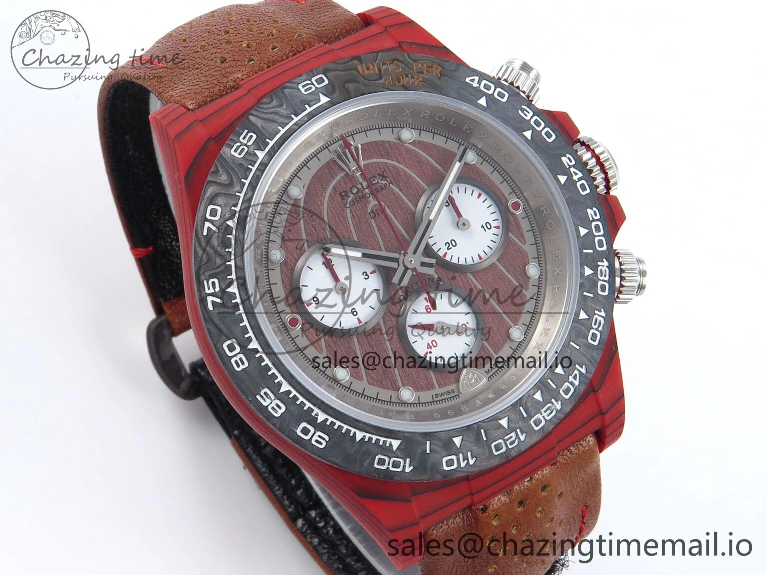 Daytona DIW Red Carbon DIWF Best Edition Brown White Dial on Brown Leather Strap DD4801