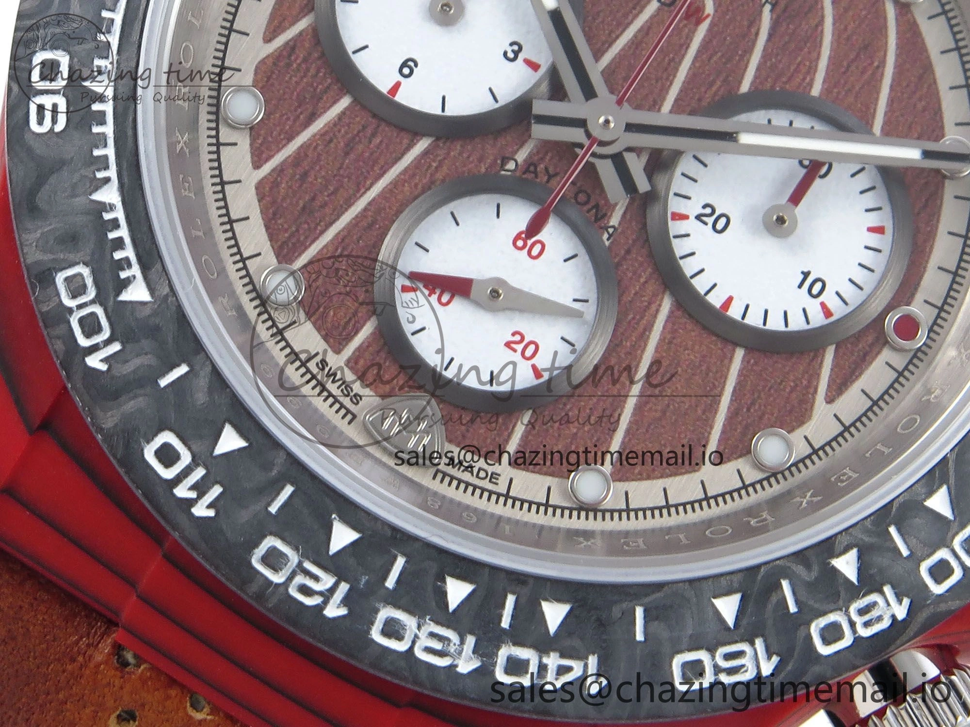 Daytona DIW Red Carbon DIWF Best Edition Brown White Dial on Brown Leather Strap DD4801