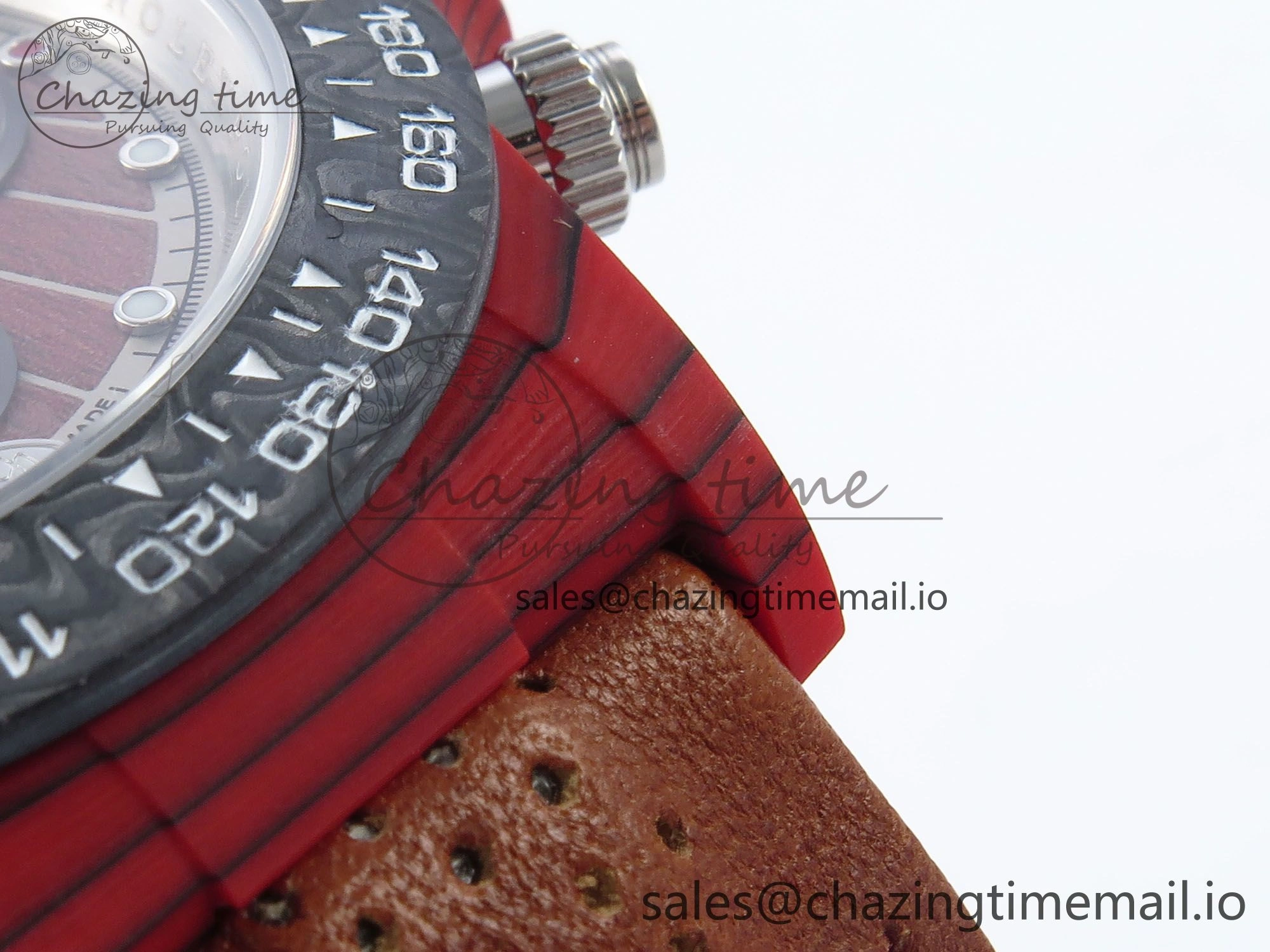Daytona DIW Red Carbon DIWF Best Edition Brown White Dial on Brown Leather Strap DD4801