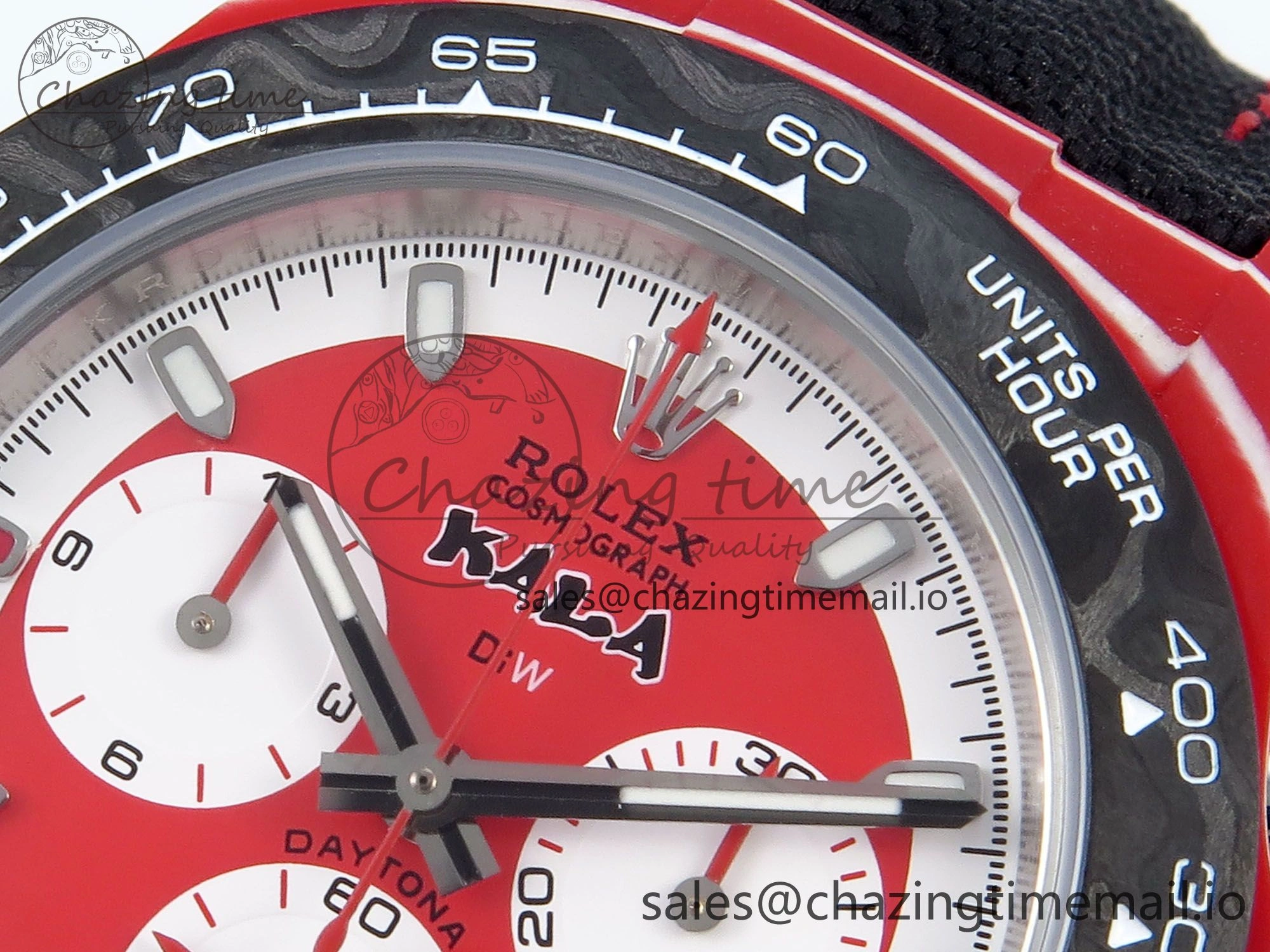 Daytona DIW Red Carbon KALA DIWF Best Edition Red White Dial on Black Nylon Strap SH4130