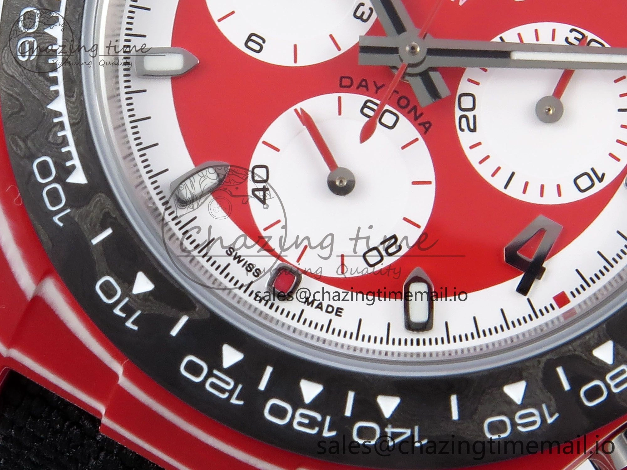 Daytona DIW Red Carbon KALA DIWF Best Edition Red White Dial on Black Nylon Strap SH4130