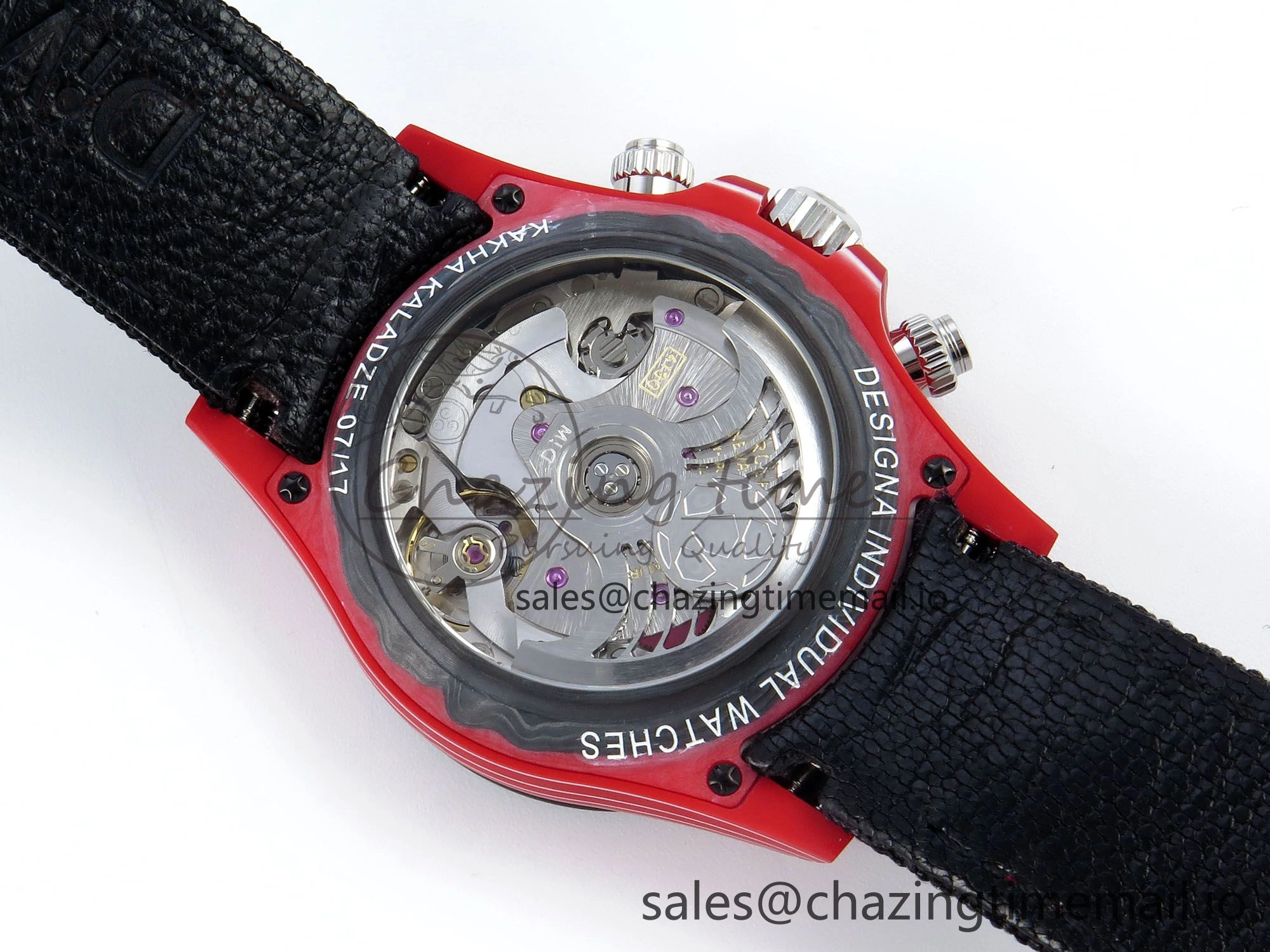 Daytona DIW Red Carbon KALA DIWF Best Edition Red White Dial on Black Nylon Strap SH4130