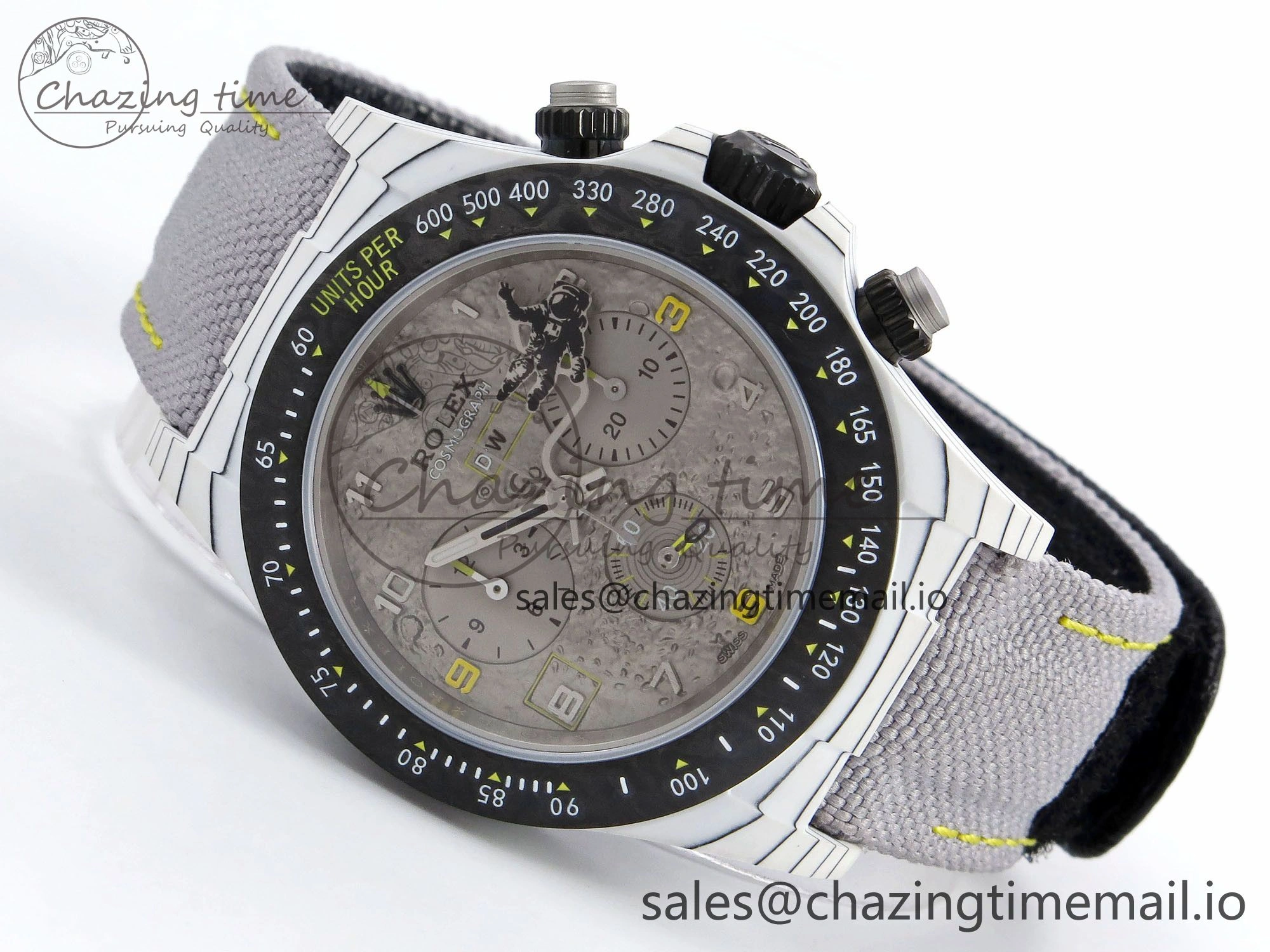 Daytona DIW Space Mission Gray Textured Dial on Gray Nylon Strap A4130 Clone