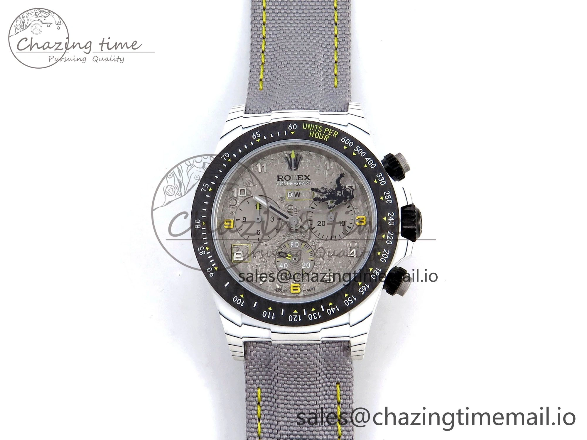 Daytona DIW Space Mission Gray Textured Dial on Gray Nylon Strap A4130 Clone