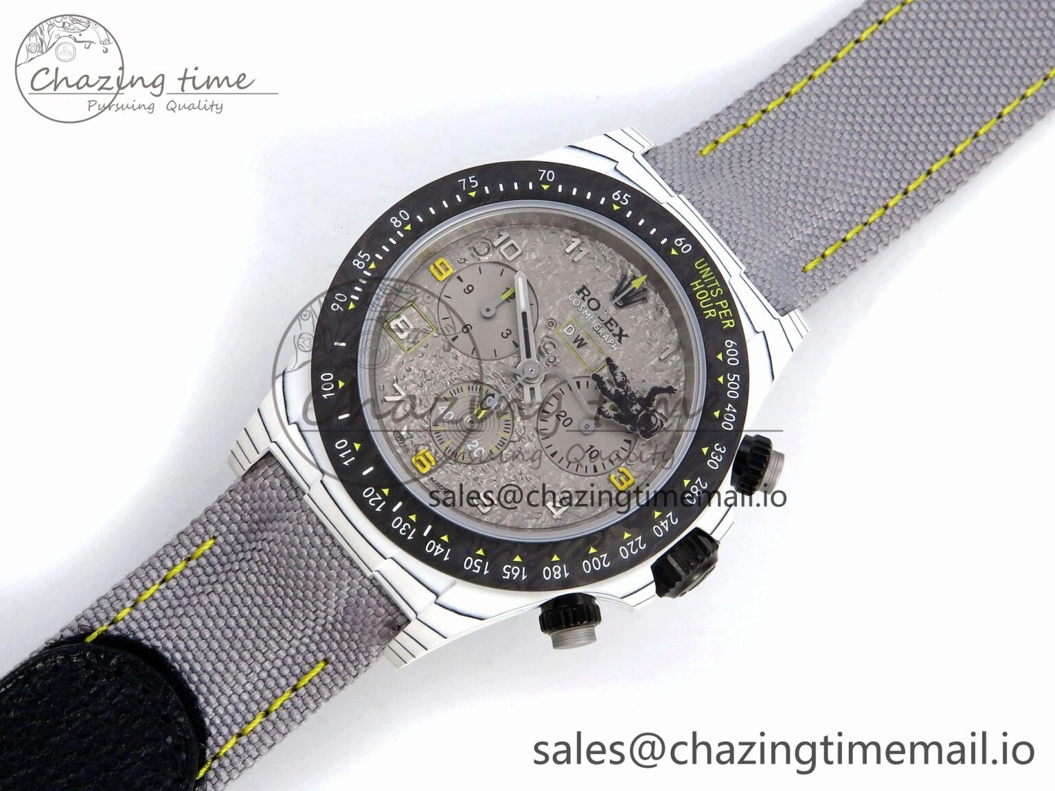 Daytona DIW Space Mission Gray Textured Dial on Gray Nylon Strap A4130 Clone