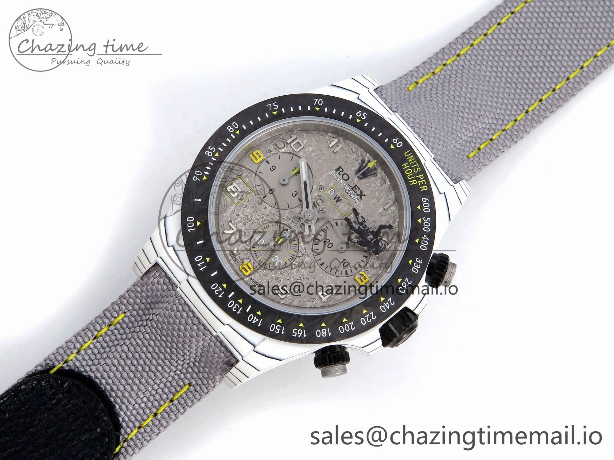 Daytona DIW Space Mission Gray Textured Dial on Gray Nylon Strap A4130 Clone