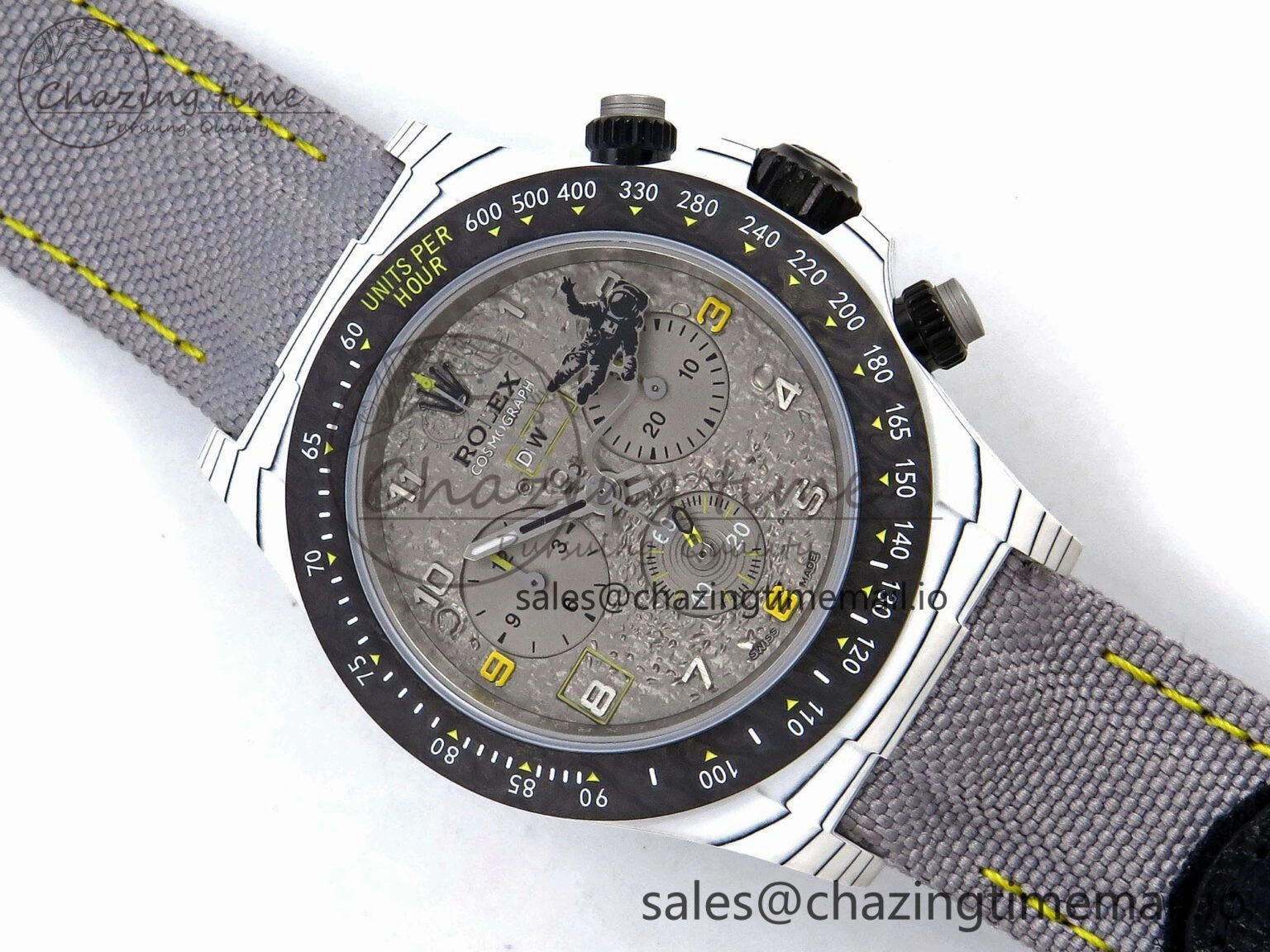 Daytona DIW Space Mission Gray Textured Dial on Gray Nylon Strap A4130 Clone