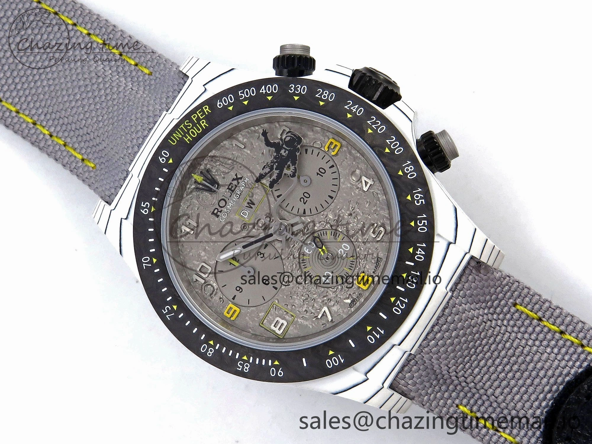 Daytona DIW Space Mission Gray Textured Dial on Gray Nylon Strap A4130 Clone