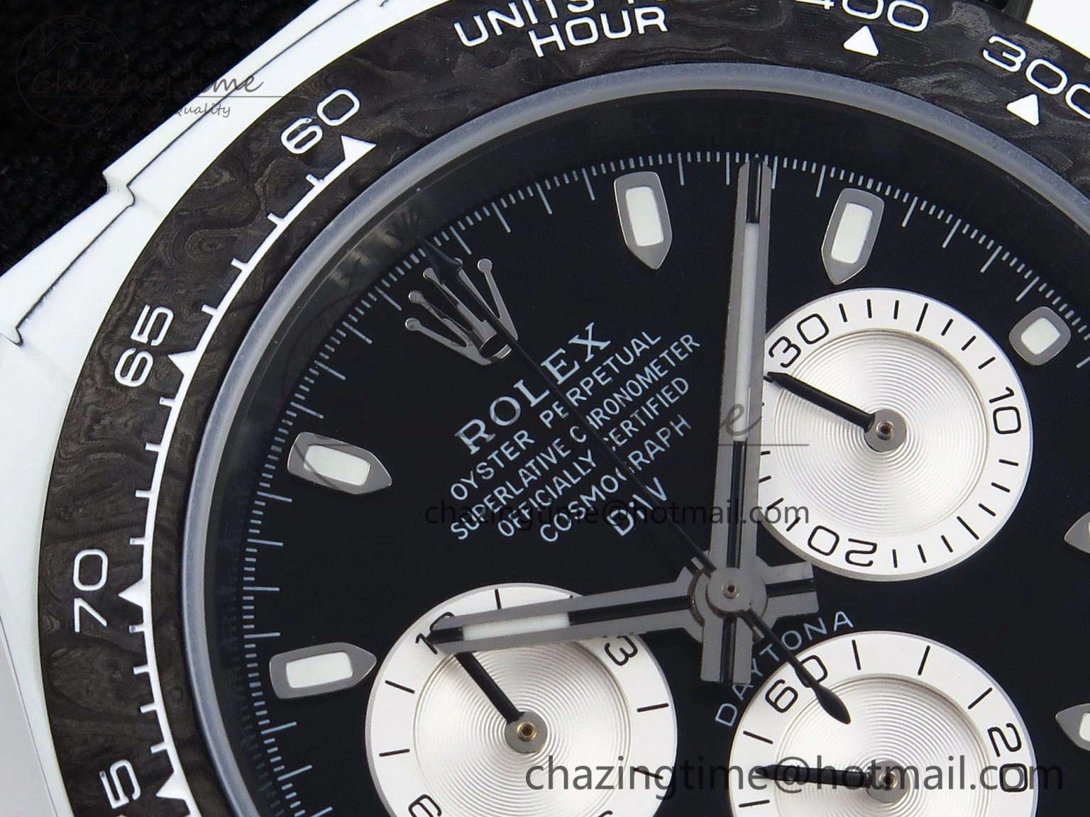 Daytona DIW White Carbon Case DIWF Edition Black White Dial on Black Nylon Strap A7750