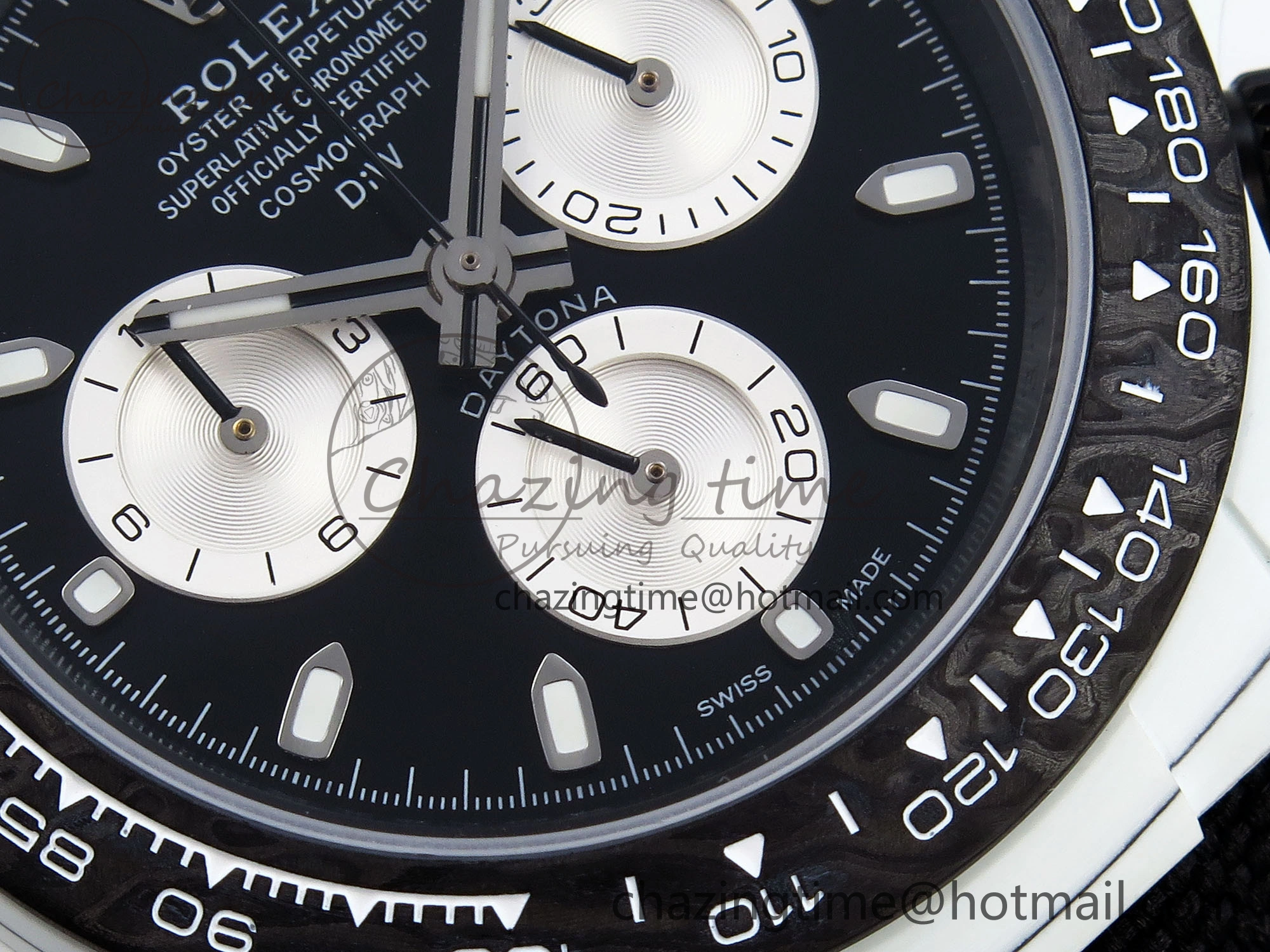Daytona DIW White Carbon Case DIWF Edition Black White Dial on Black Nylon Strap A7750