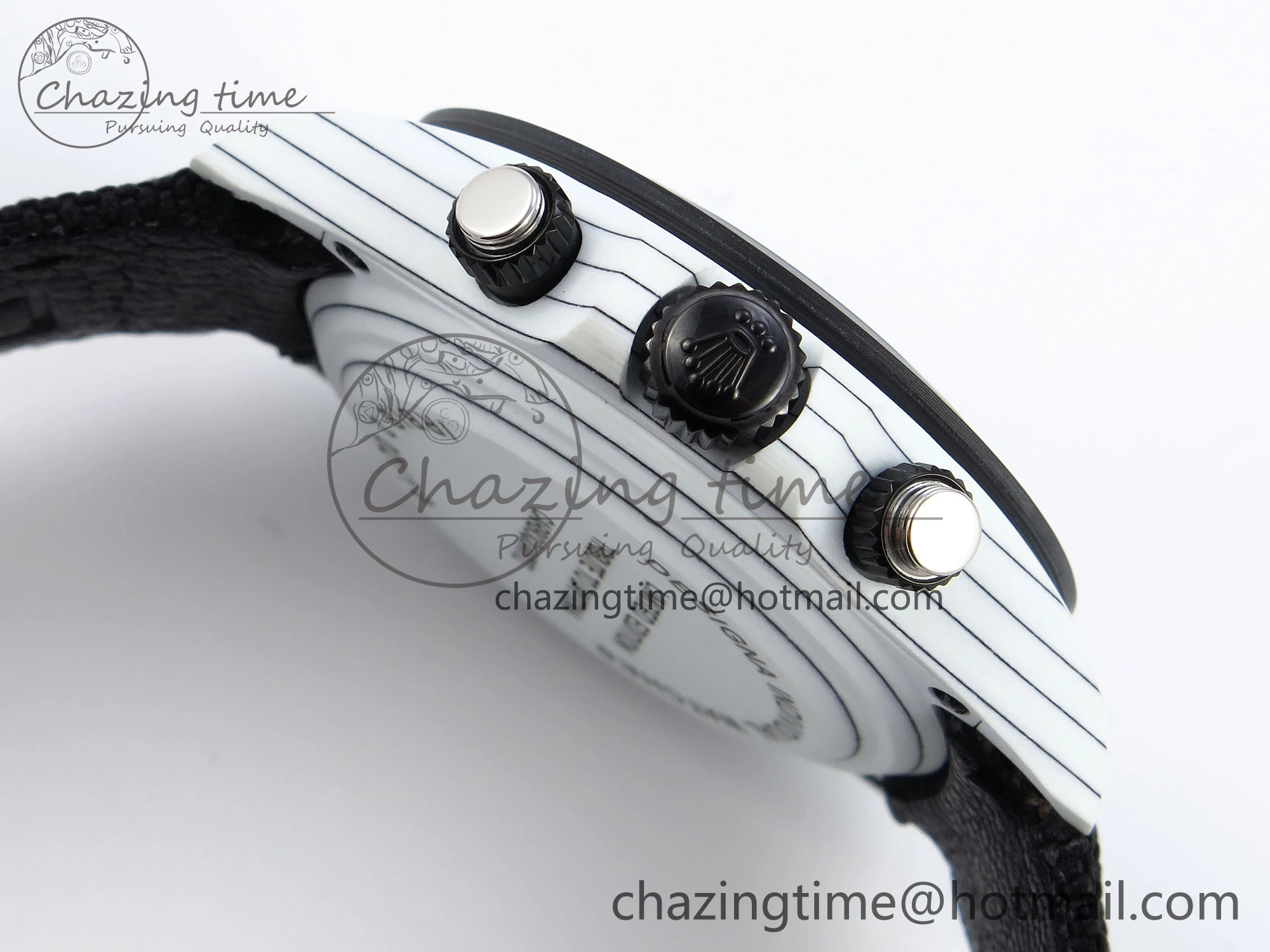 Daytona DIW White Carbon Case DIWF Edition Black White Dial on Black Nylon Strap A7750