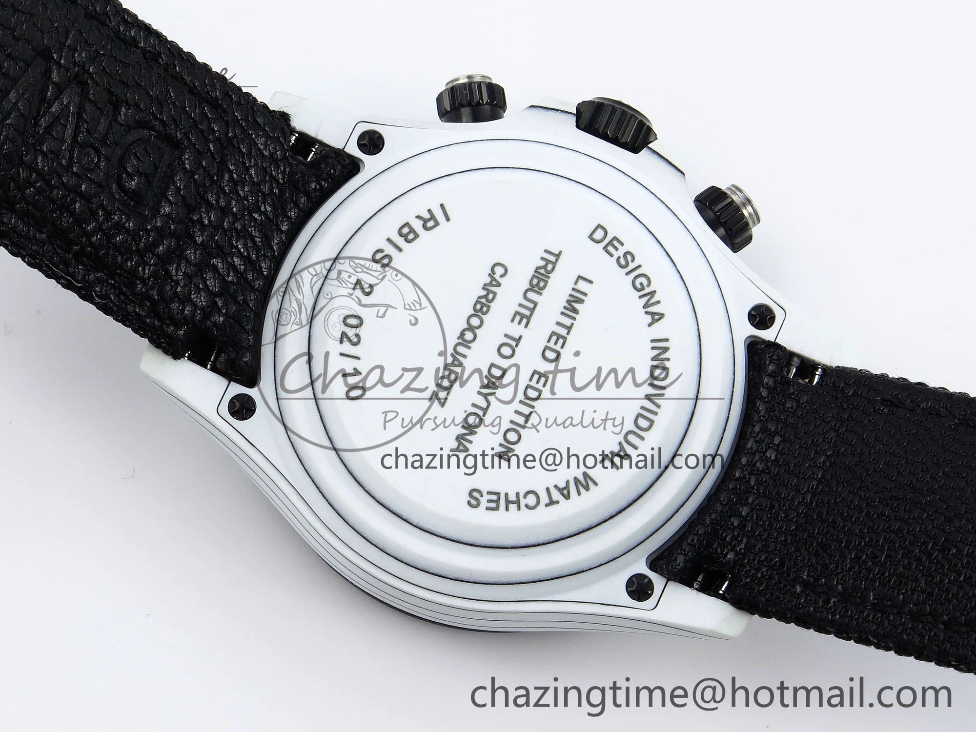 Daytona DIW White Carbon Case DIWF Edition Black White Dial on Black Nylon Strap A7750