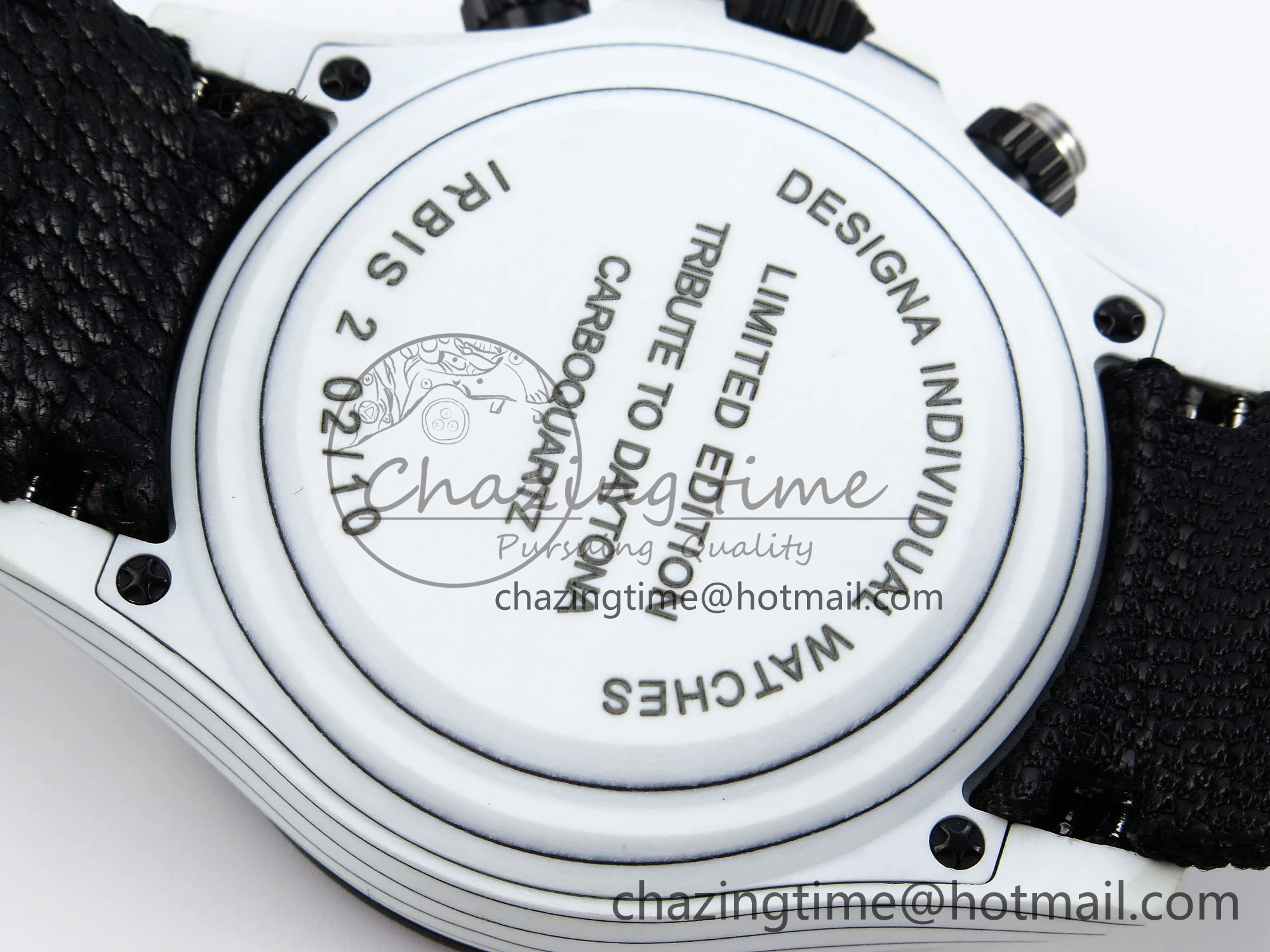 Daytona DIW White Carbon Case DIWF Edition Black White Dial on Black Nylon Strap A7750