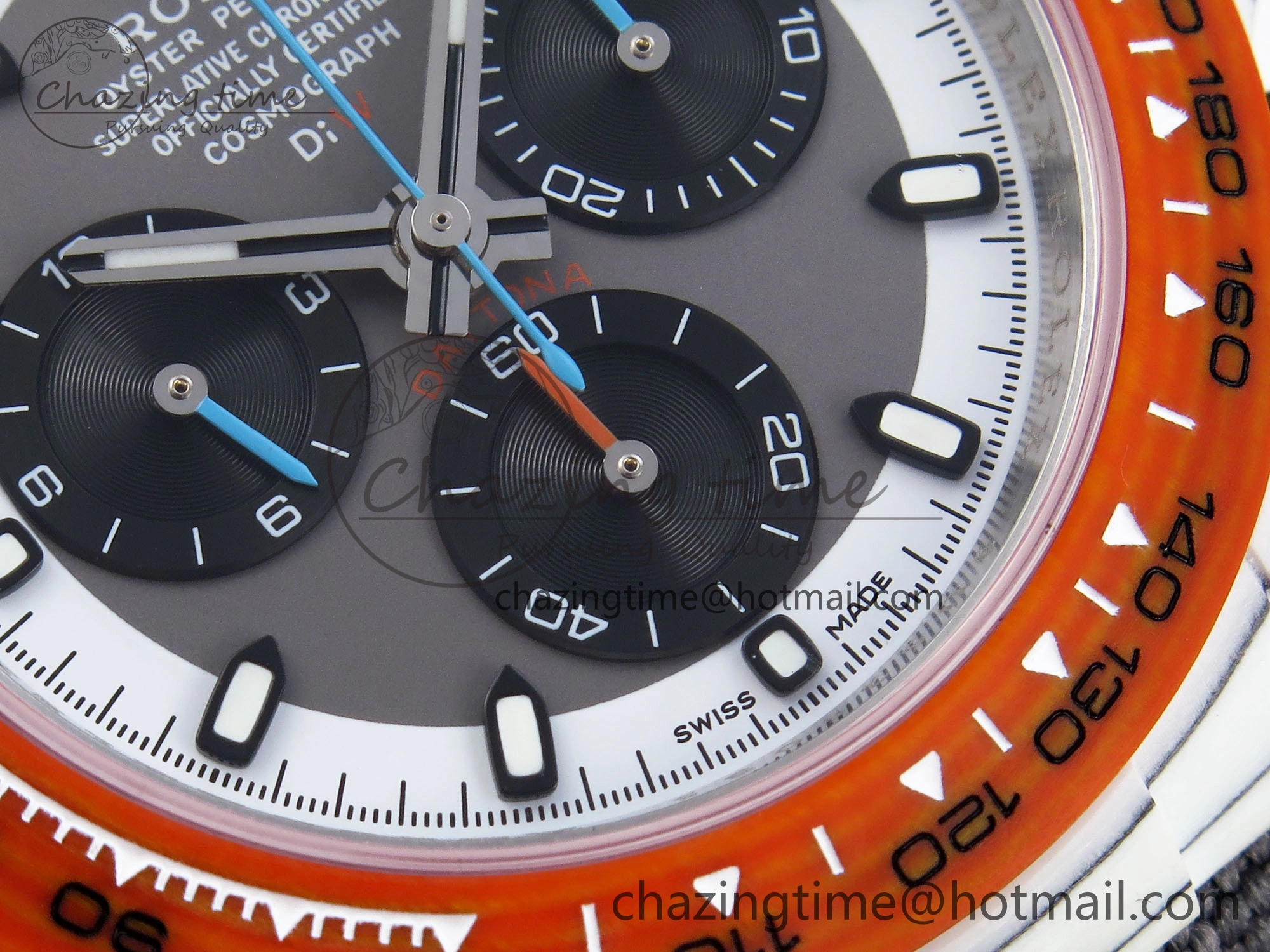 Daytona DIW White Carbon Case DIWF Edition Gray White Dial Orange Bezel on Gray Nylon Strap A7750