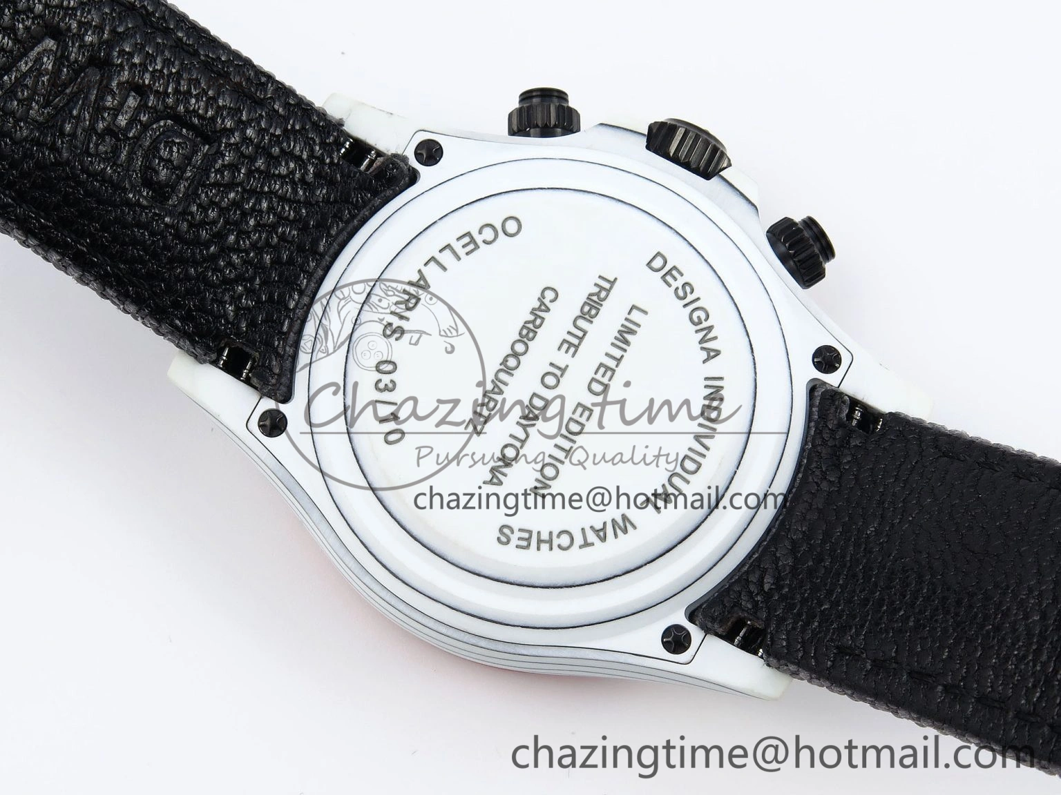Daytona DIW White Carbon Case DIWF Edition Gray White Dial Orange Bezel on Gray Nylon Strap A7750