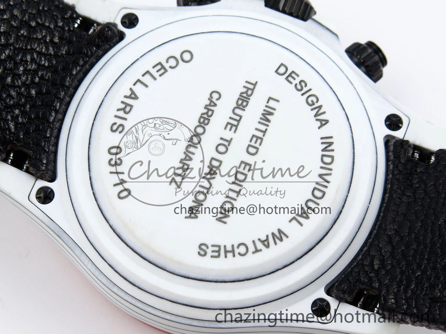 Daytona DIW White Carbon Case DIWF Edition Gray White Dial Orange Bezel on Gray Nylon Strap A7750