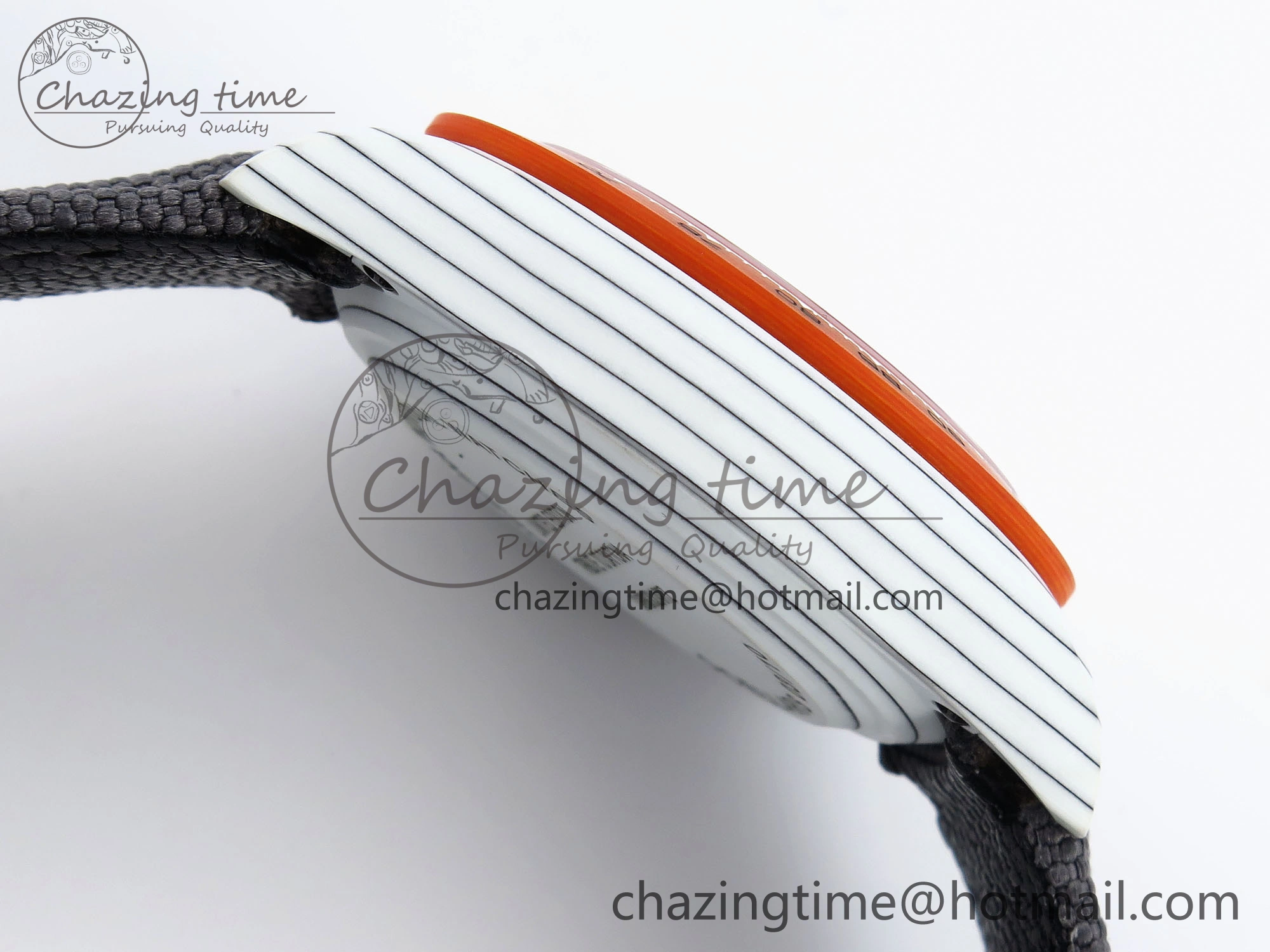 Daytona DIW White Carbon Case DIWF Edition Gray White Dial Orange Bezel on Gray Nylon Strap A7750
