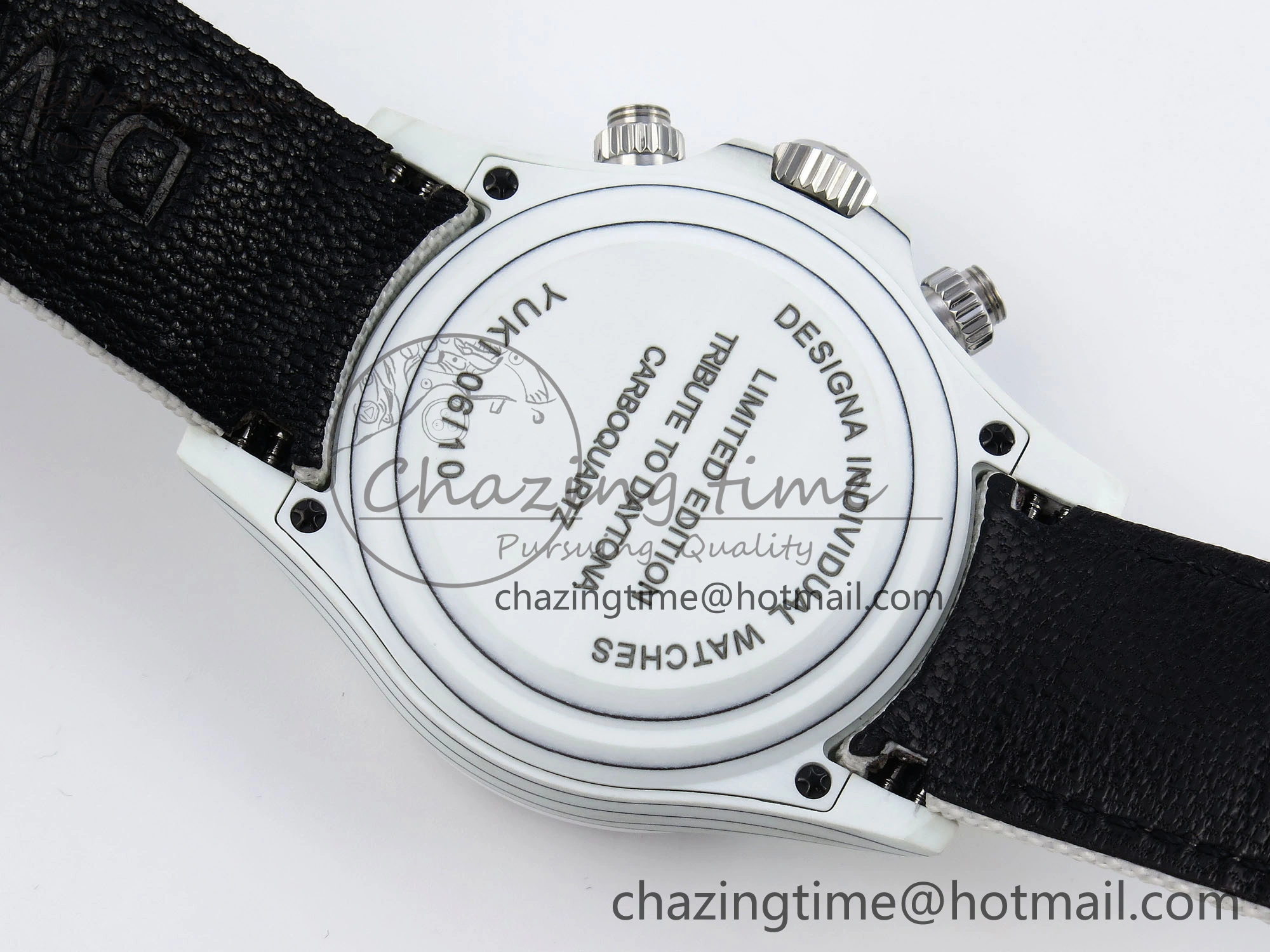 Daytona DIW White Carbon Case DIWF Edition White Dial Ceramic Bezel on White Nylon Strap A7750